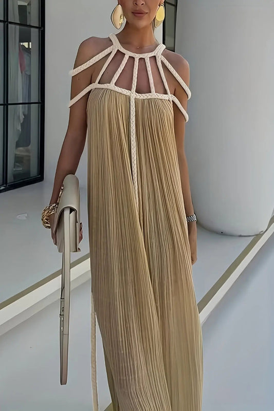 Sleeveless Halter Neck Maxi Dress Toshe Women's Fashions