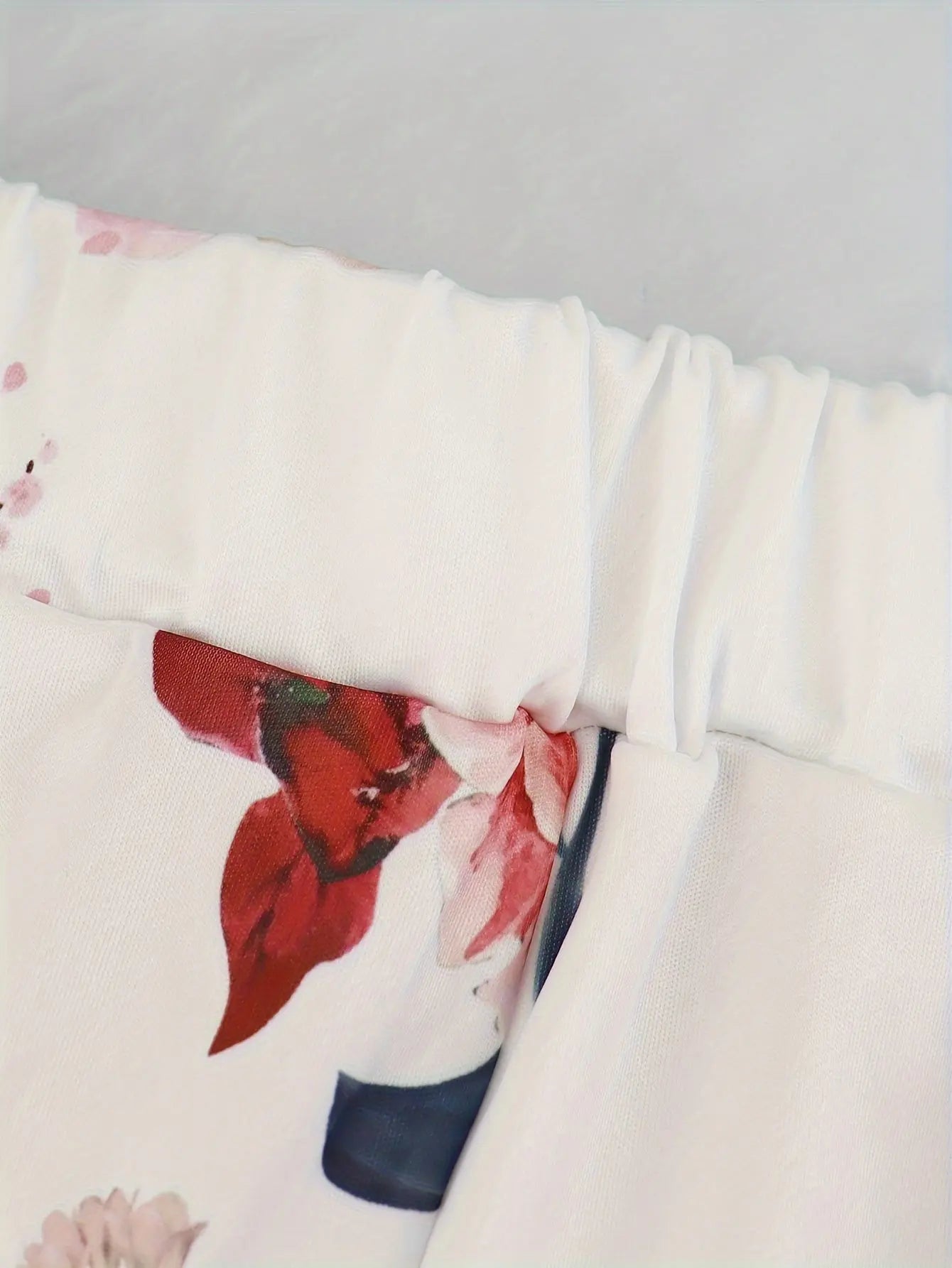 White Floral Printed Pants Suit Toshe Women's Fashions