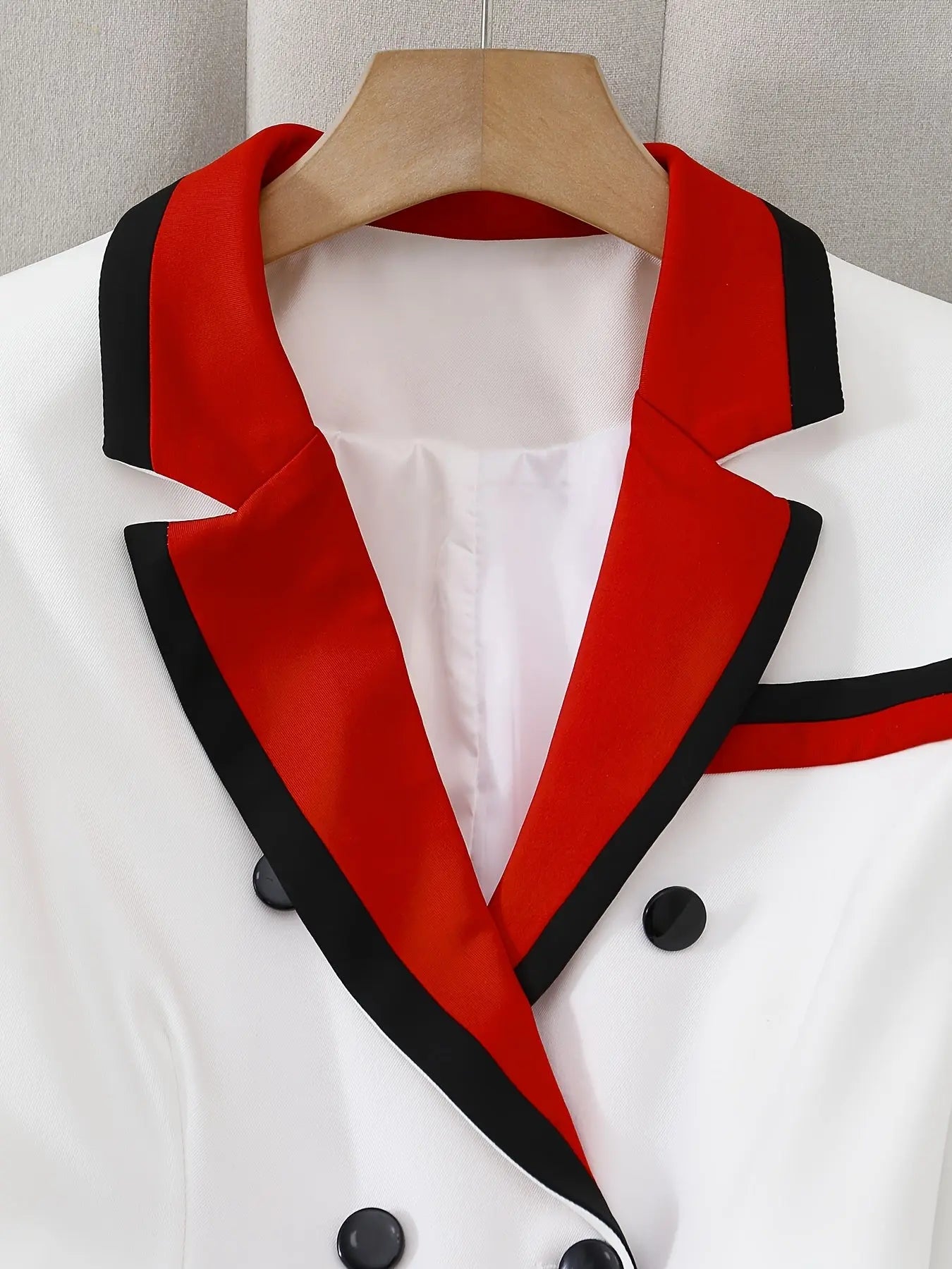Red Striped Lapel Collar Double Breasted Suit Toshe Women's Fashions