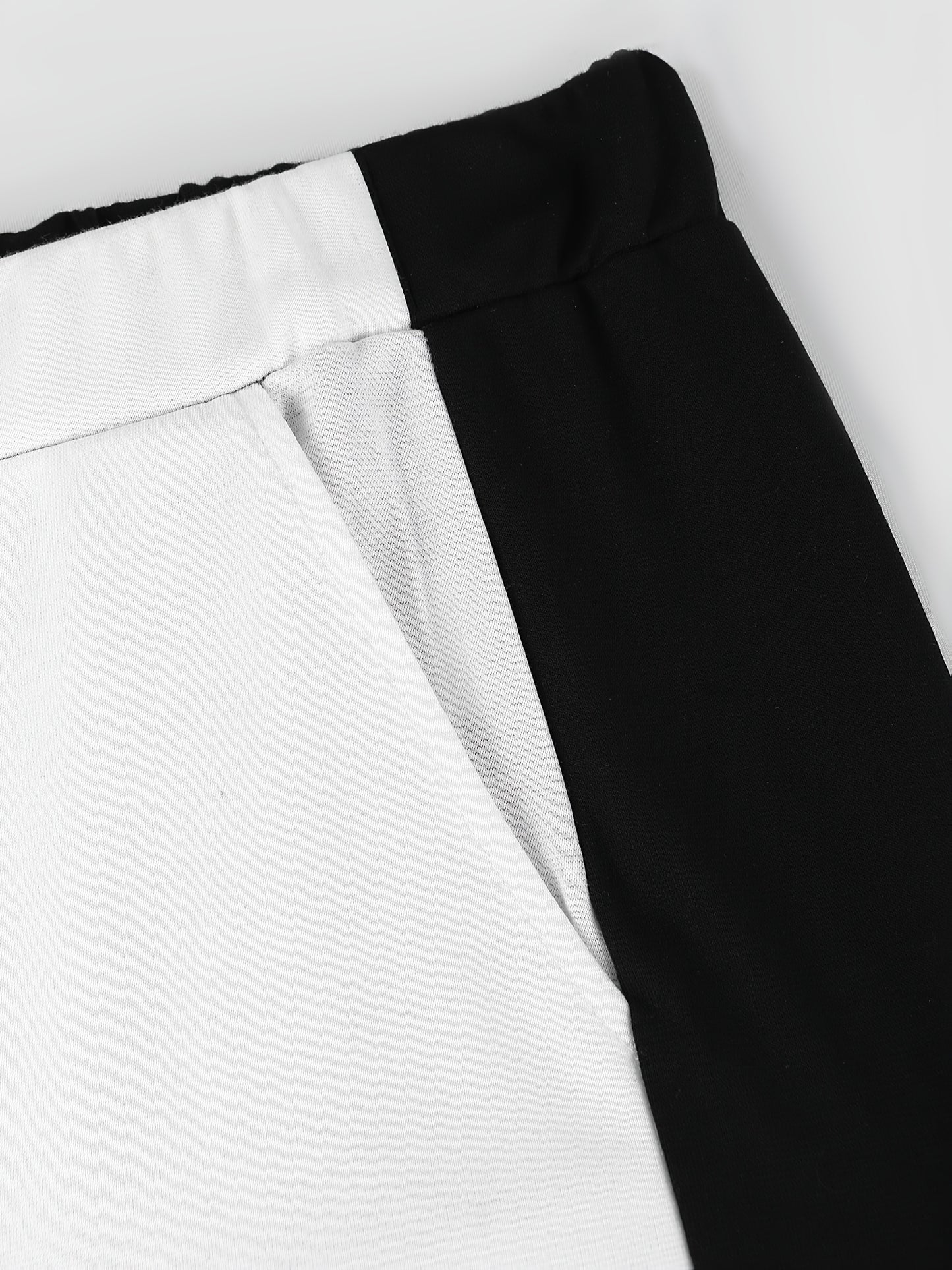 Grey & Black Color Block T-Shirt with Patch Pocket & Loose Fit Pants Set