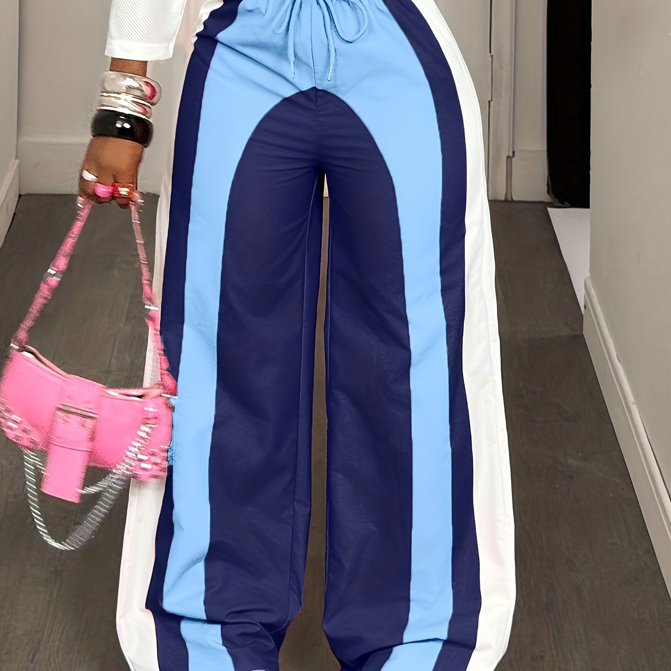 Color block Extra Wide Drawstring Pants