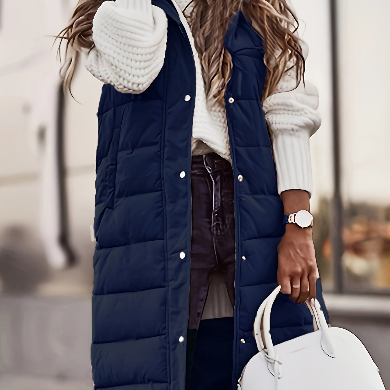 Sleeveless Quilted Zip-Up Hooded Jacket Vest