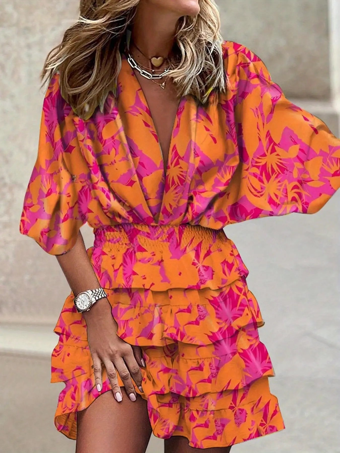 Bohemian Print High Waist Mini Dress Toshe Women's Fashions