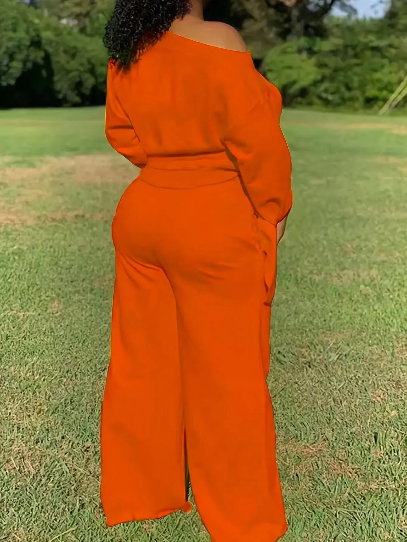 Asymmetrical Batwing Sleeve Crop Top and Drawstring Wide Leg Pants Set Toshe Women's Fashions