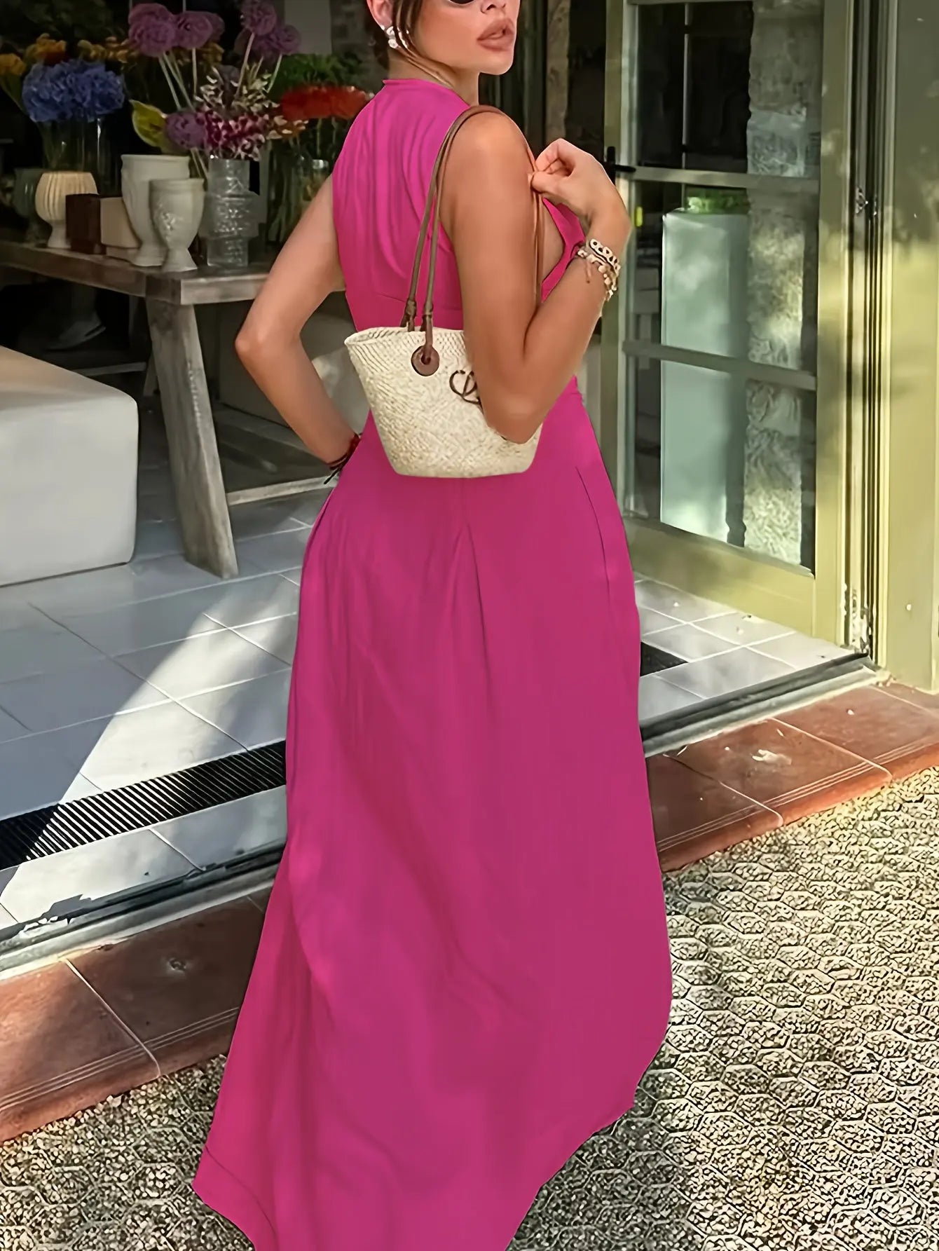 Sleeveless Chain Detail Dress Toshe Women's Fashions