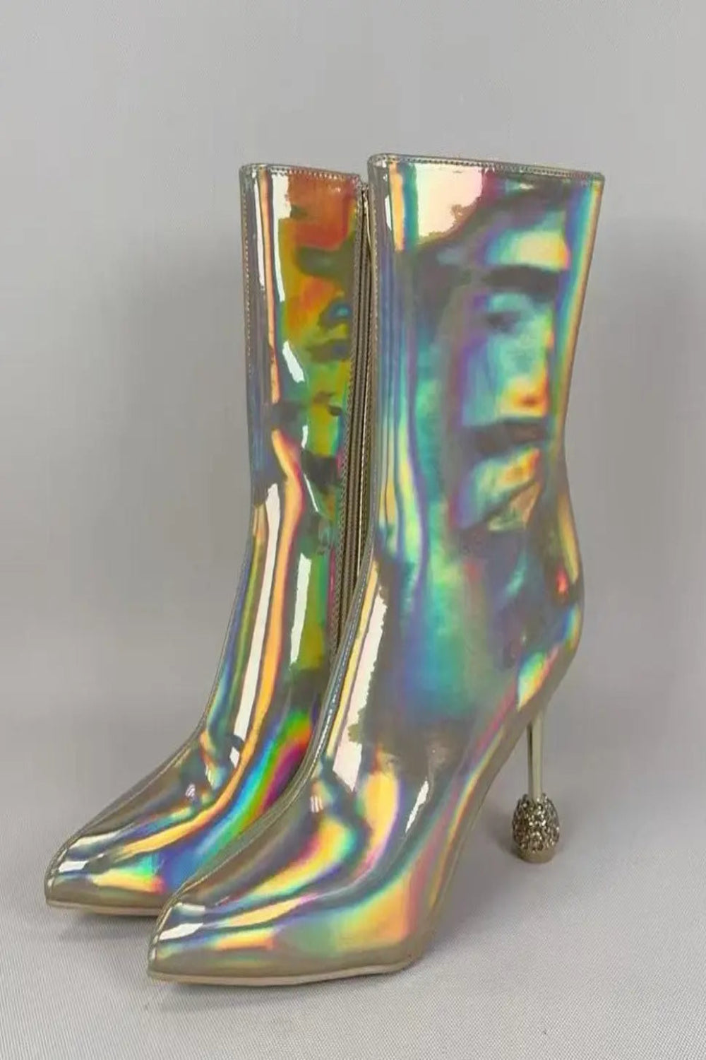 Metallic Crystal Diamond Heel Boots Toshe Women's Fashions