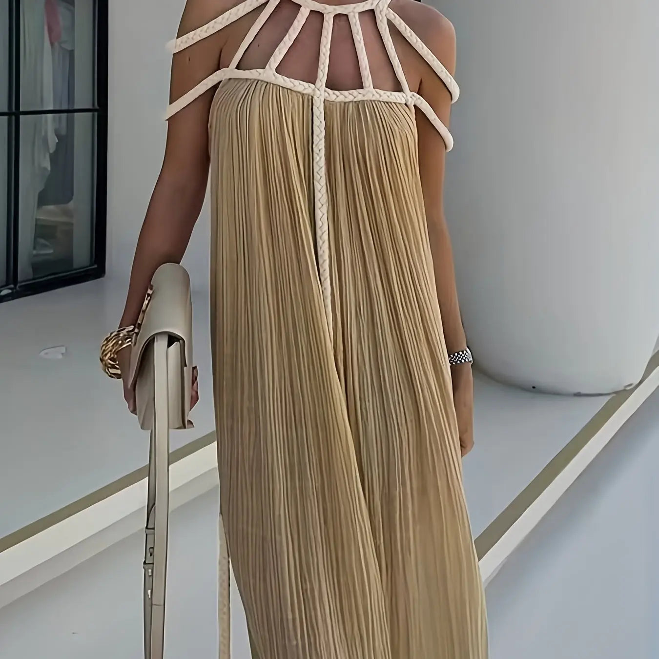 Sleeveless Halter Neck Maxi Dress Toshe Women's Fashions