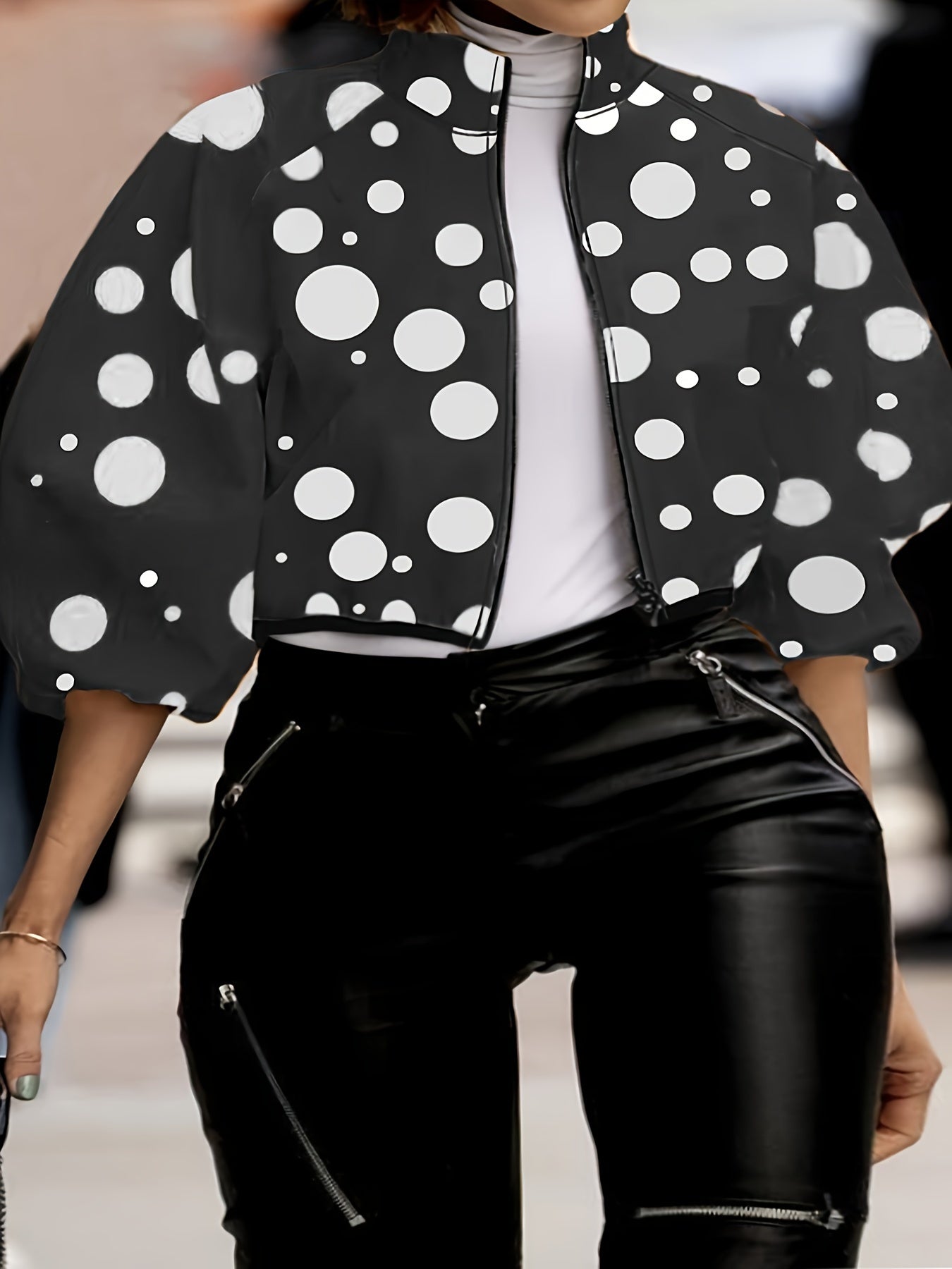 Color Block Stand Collar Zipper Jacket