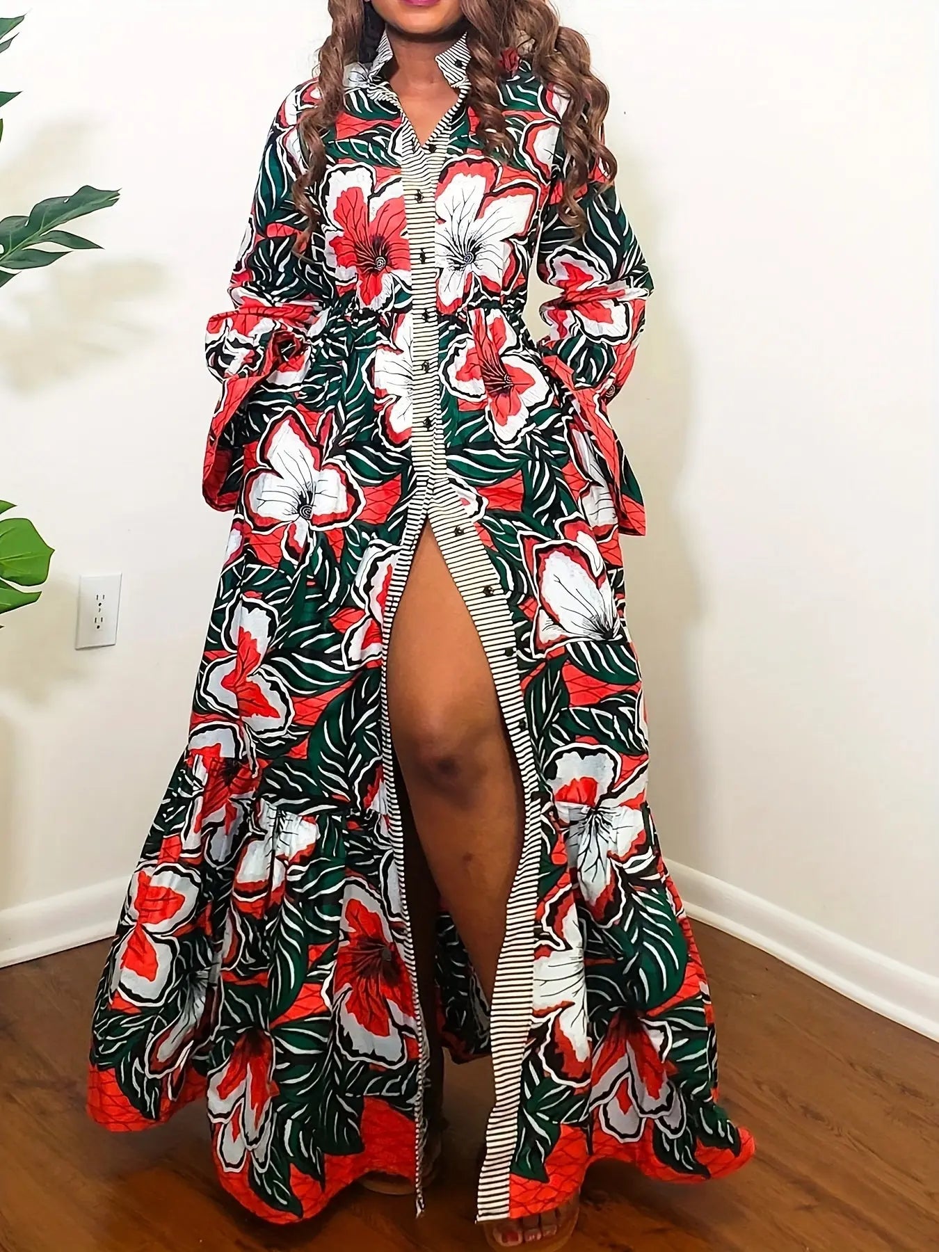 Women'S Casual Floral Print Plus-Size Dress Toshe Womens Fashions