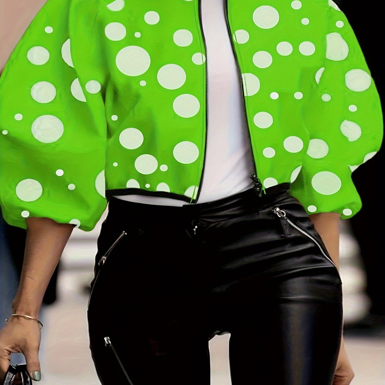 Color Block Stand Collar Zipper Jacket