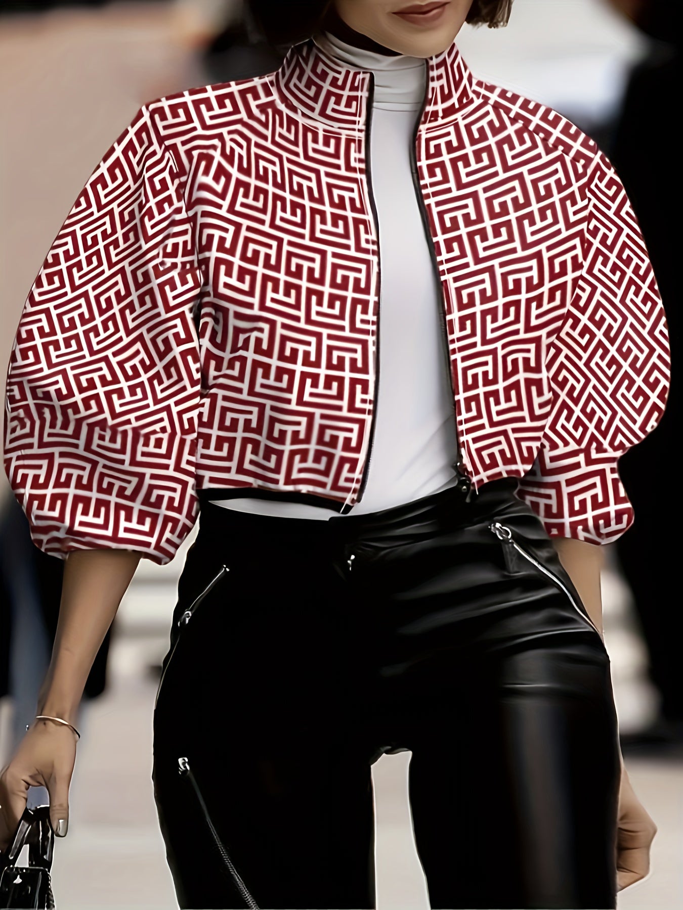 Color Block Stand Collar Zipper Jacket