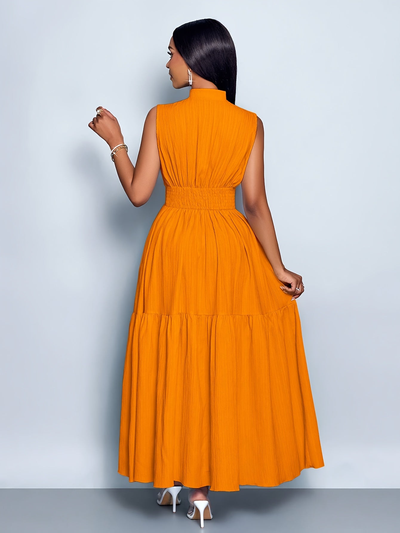 Textured Belted Summer Dress – Ruffled Hem & Lightweight Sleeveless Fit