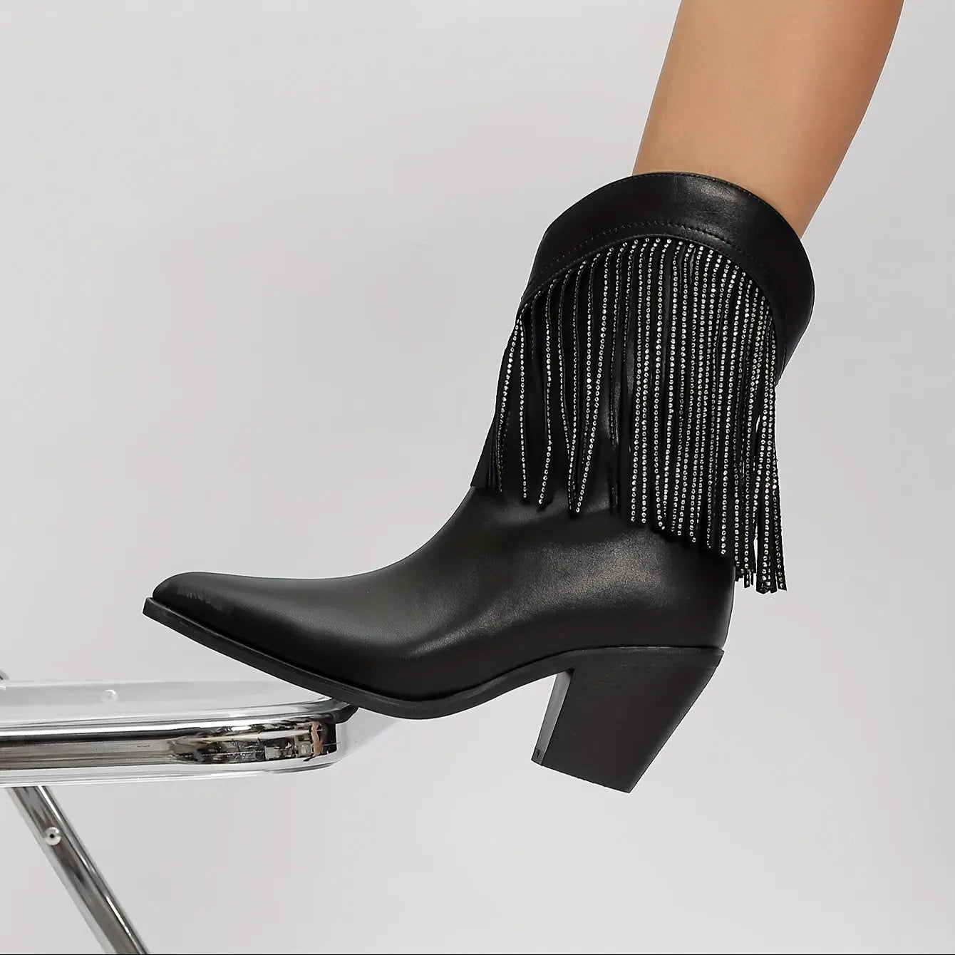 Rhinestone Crystal Fringe Western Boots Toshe Women's Fashions