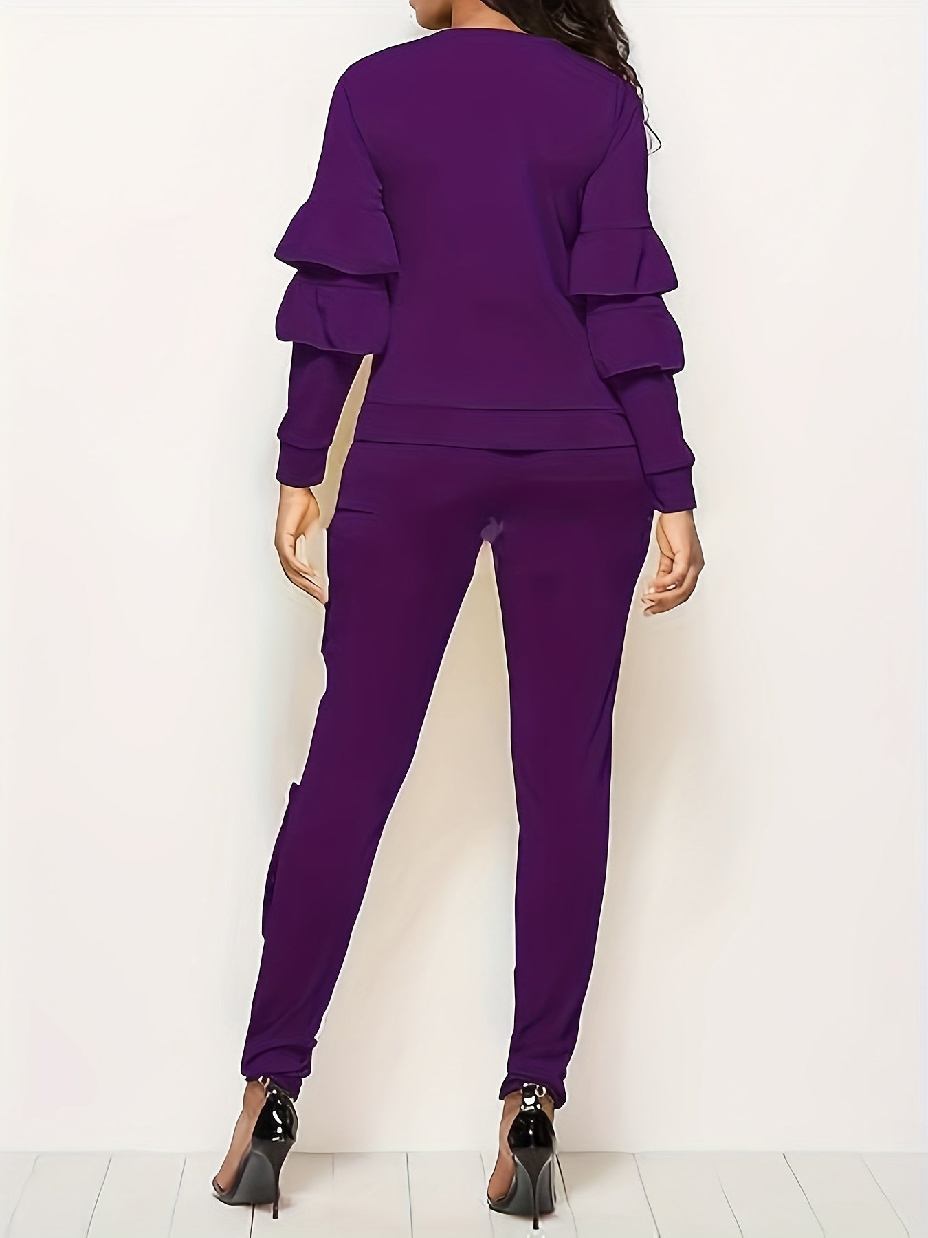 Ruffle-Sleeve Sweatshirt & Jogger Pants Tracksuit Set