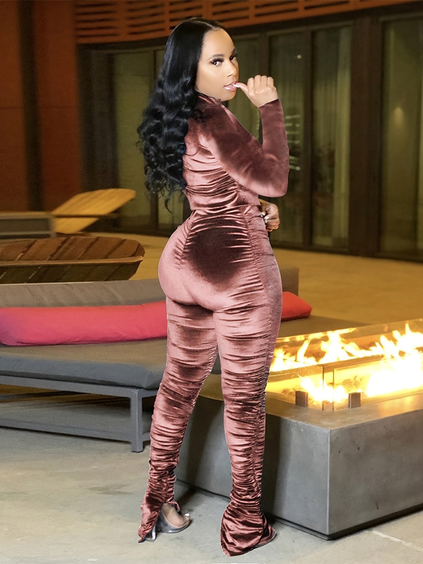 Cropped Zipper Jacket & Fleece Pants Lounge Set