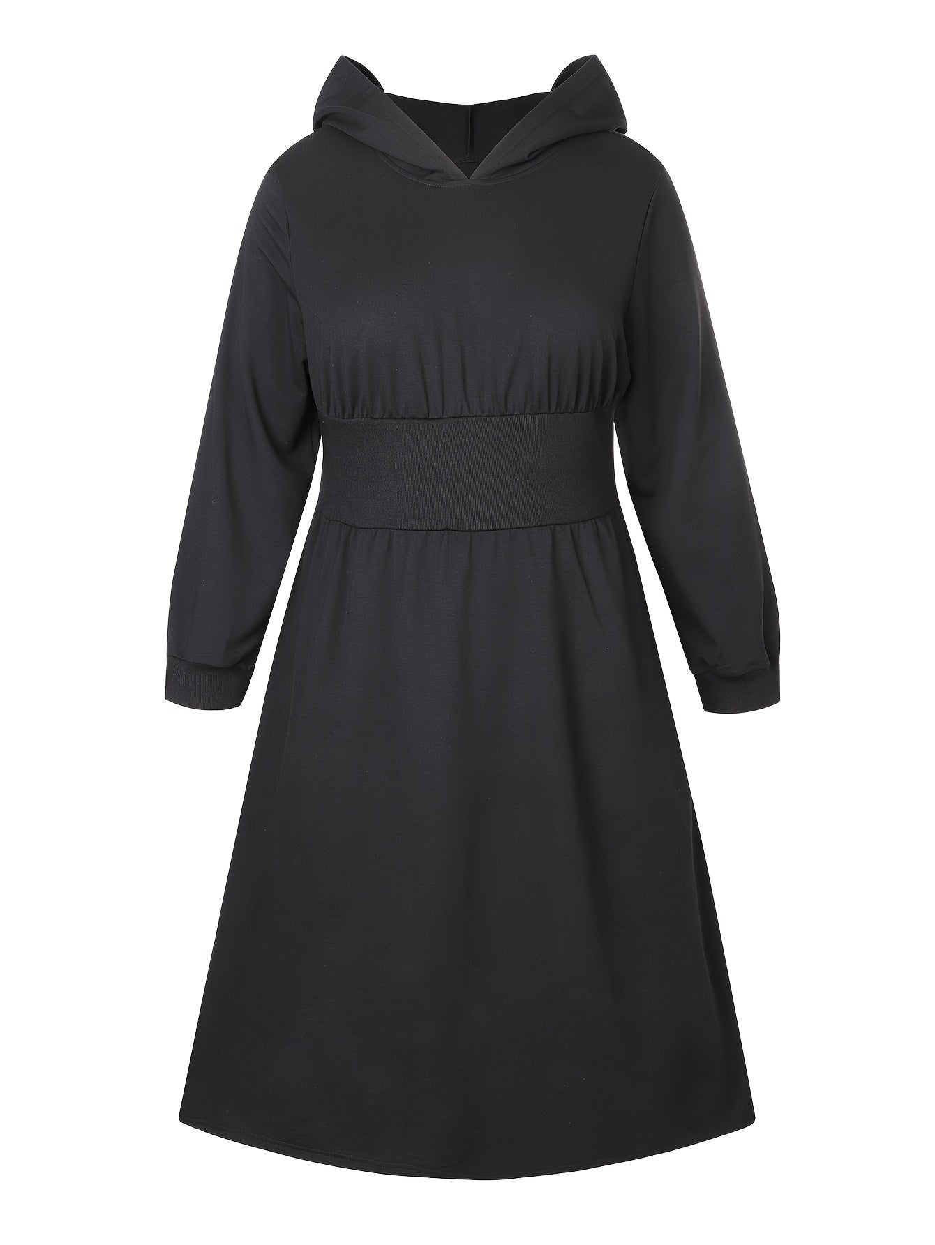 Hooded Polyester Knit Pocketed Dress