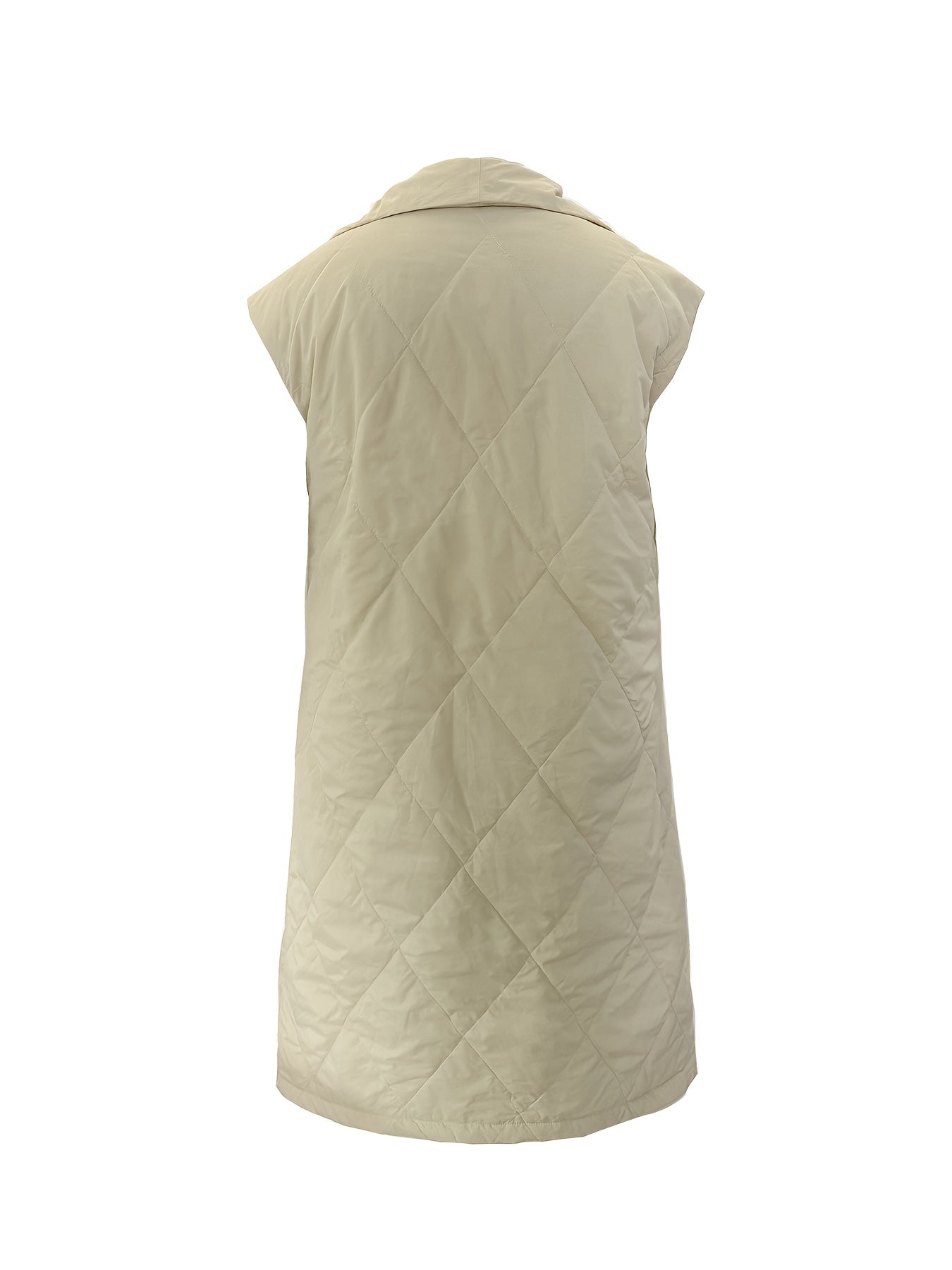 Beige Quilted Design with Button Front Sleeveless Vest