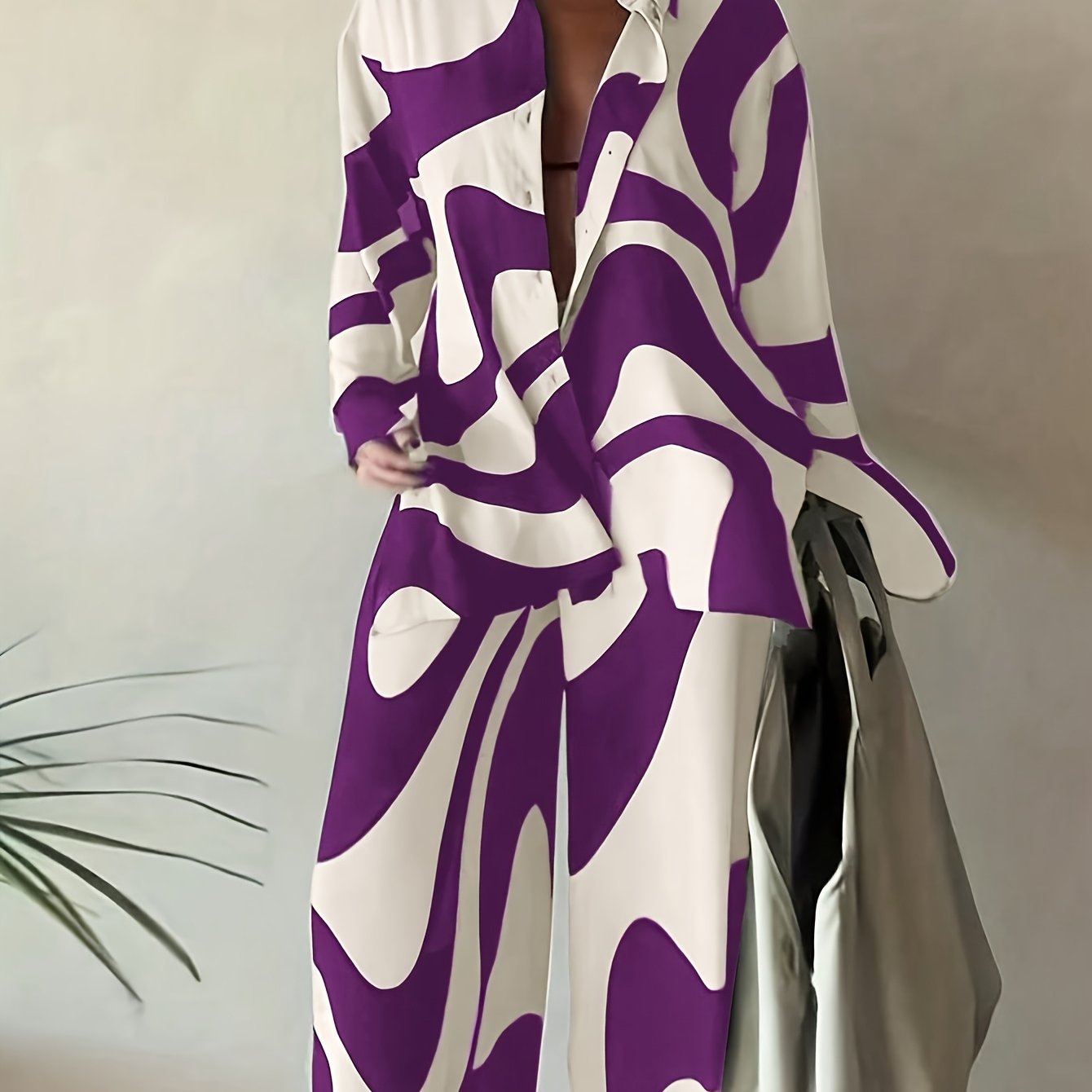 Bold Zebra Stripe Color Blocked Shirt & Trouser Set – Oversized, Stylish, Statement-Making