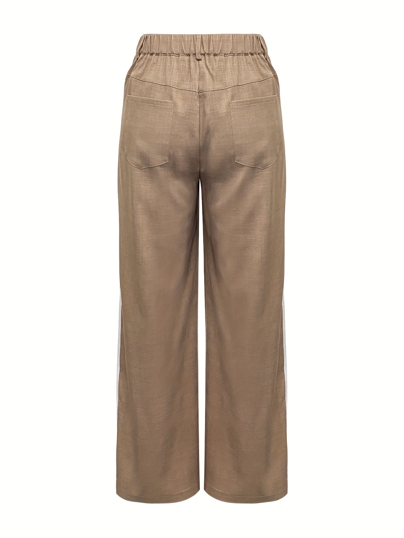 White Piping Stripe Wide-Leg Trousers