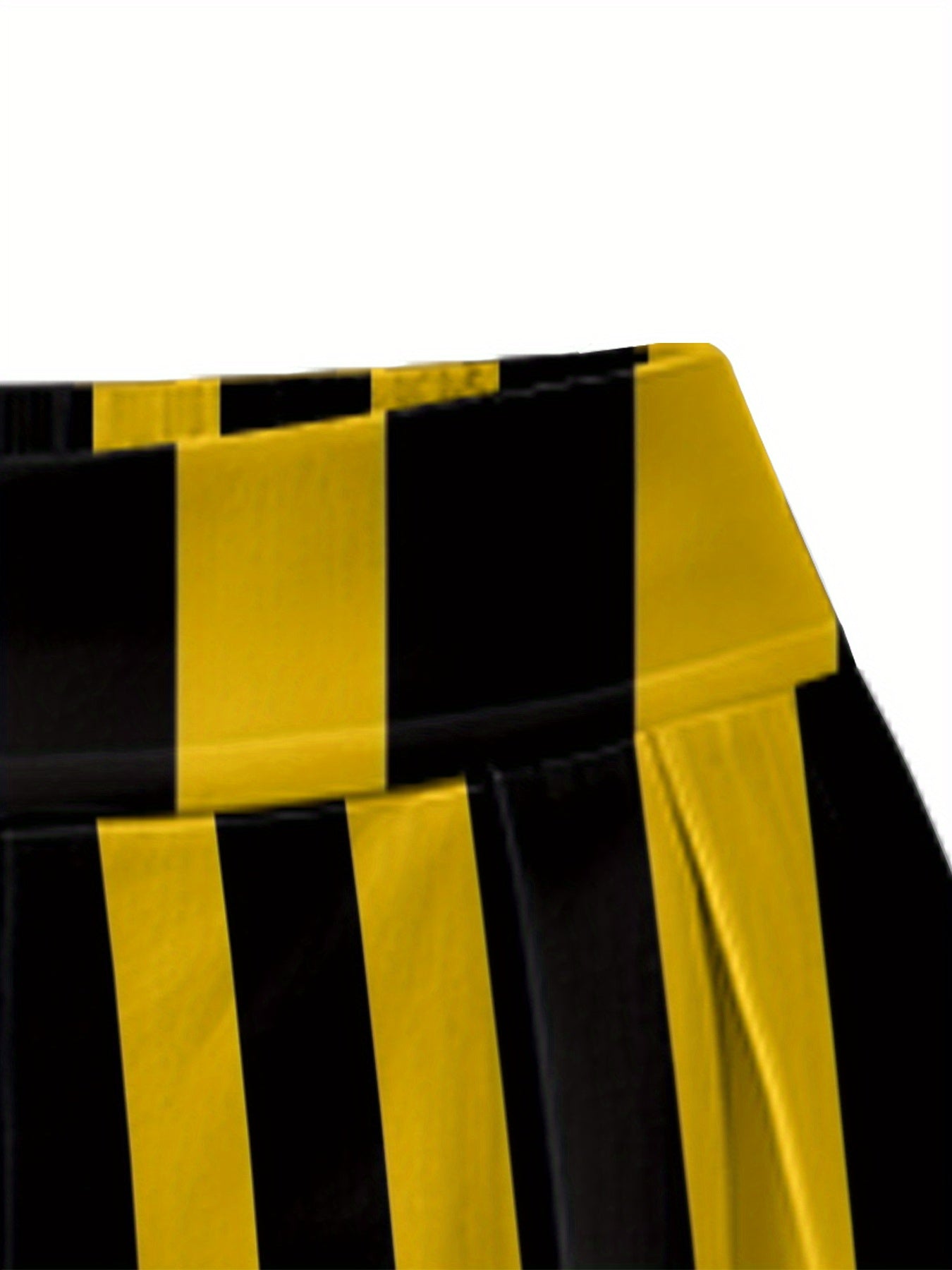 Yellow & Black Vertical Stripe Pants Set – Short Sleeve Top and Trouser Co-ord