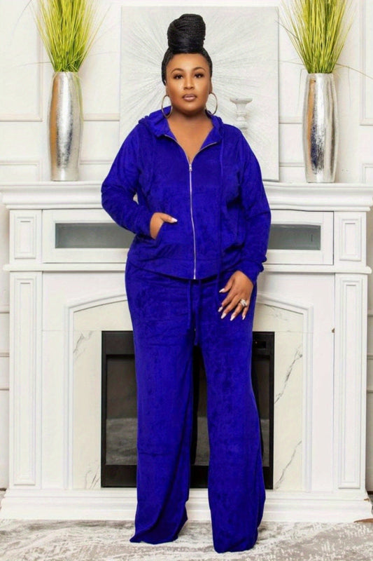 Zip-Up Hoodie & High-Waist Wide-Leg Pants Set – Comfy Chic Two-Piece Outfit