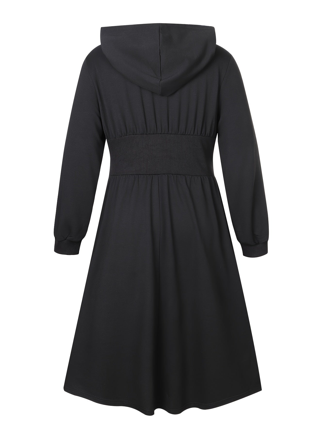 Hooded Polyester Knit Pocketed Dress