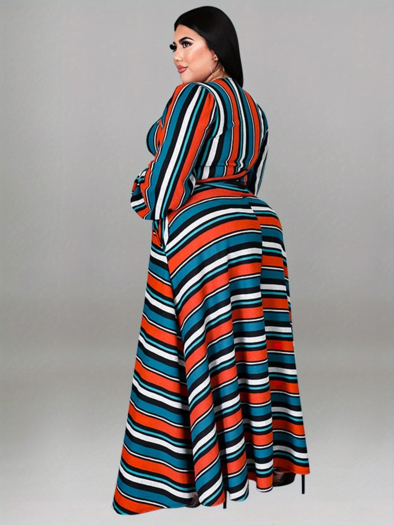 Striped Horizontal and Vertical Crop Top & Asymmetrical Hem Skirt Set