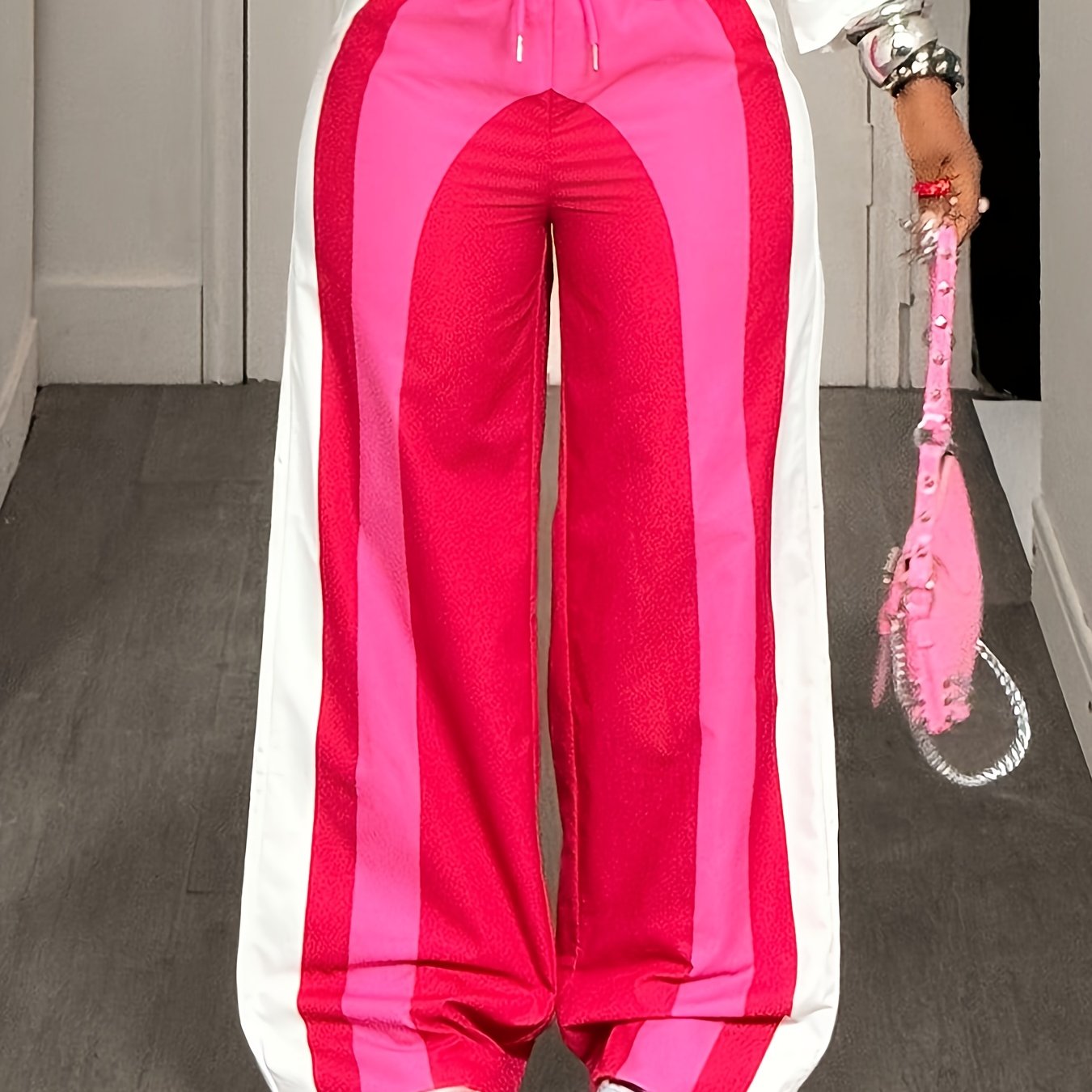 Color block Extra Wide Drawstring Pants