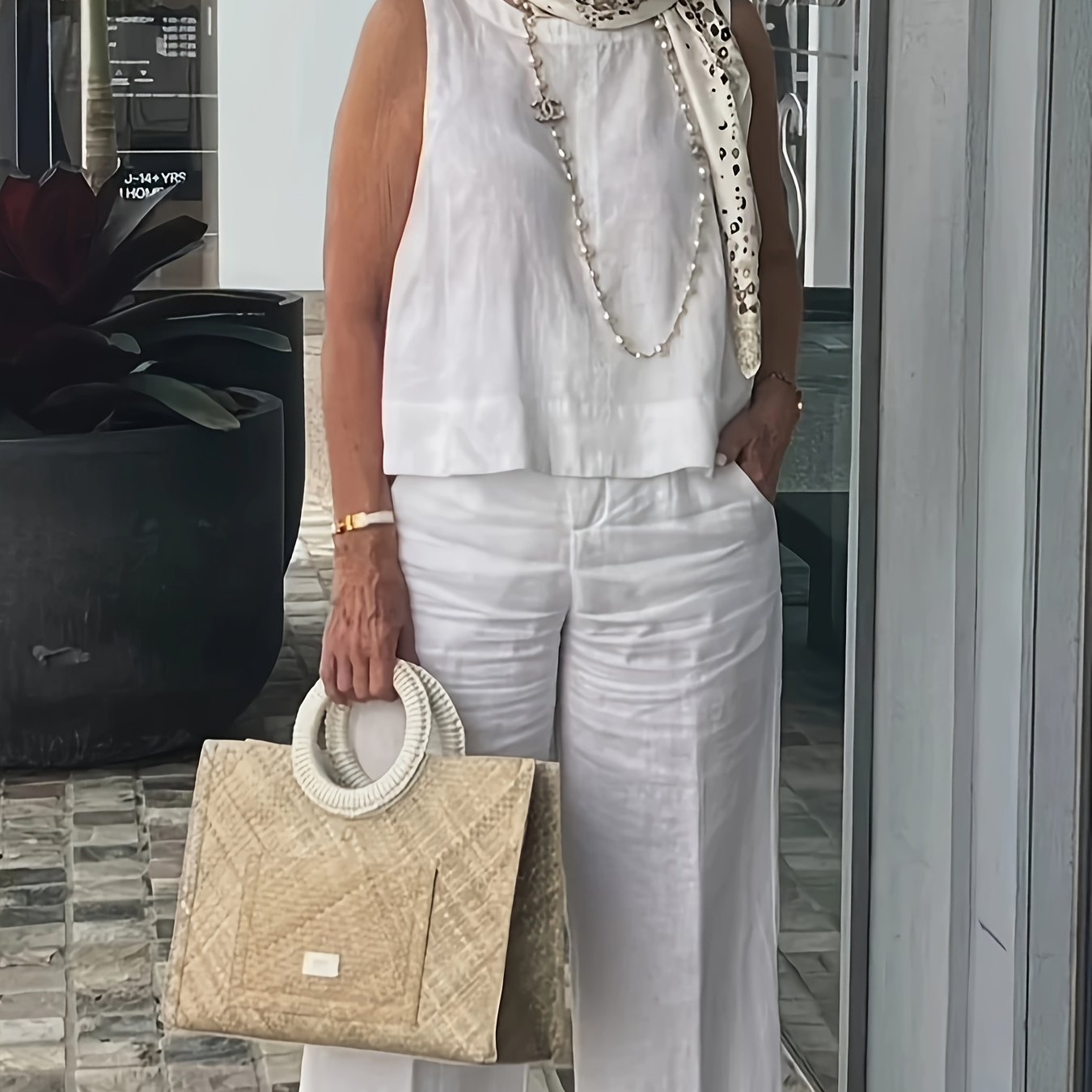 Chic Asymmetrical Top & High-Waist Wide-Leg Pants Set – 2-Piece Power Look