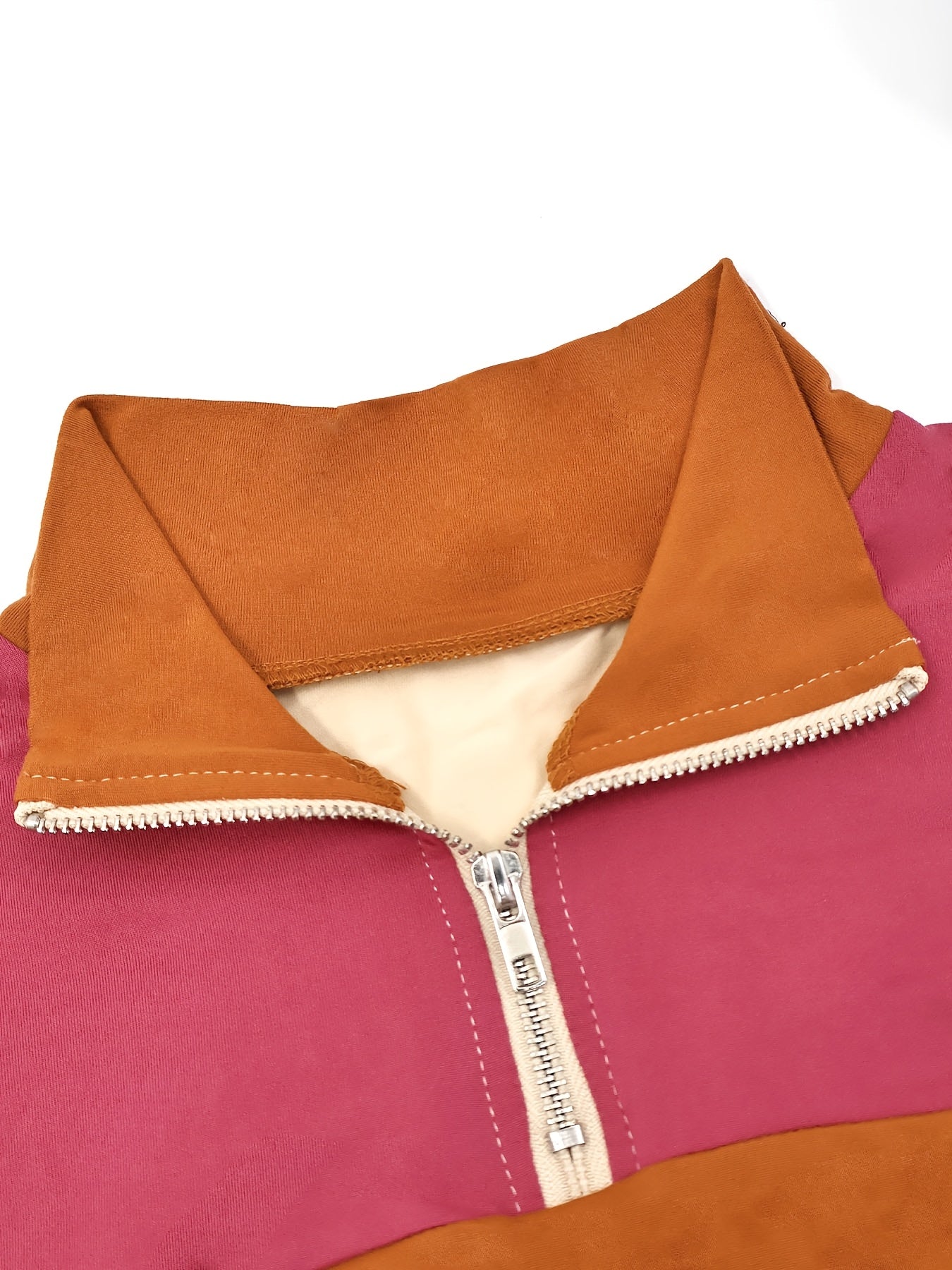 Color Block Cropped Zip Hoodie & High Waist Pants Set