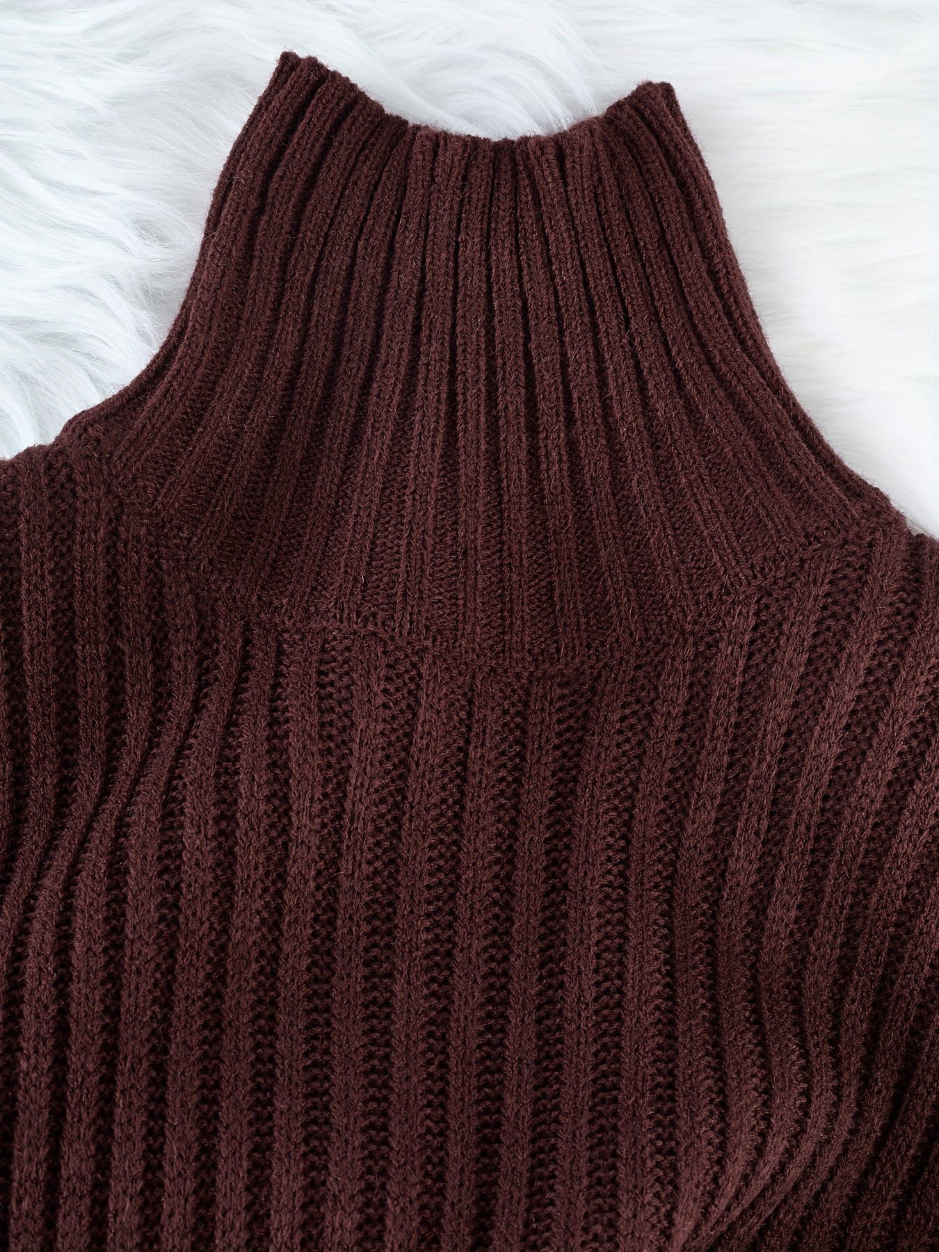 Color Block Ribbed Knit Turtleneck Dress – Sleek, Cozy & Bold