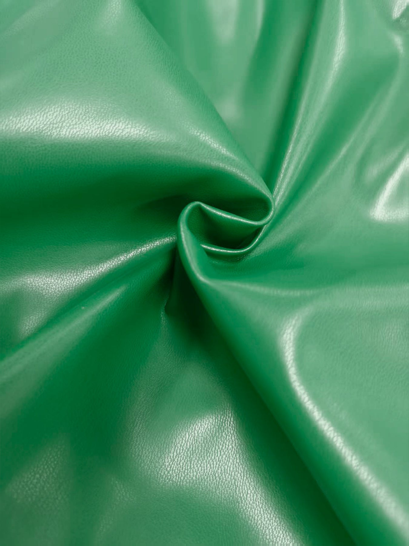 Faux Leather Green Collar Zip Back Ruffle Hem Dress