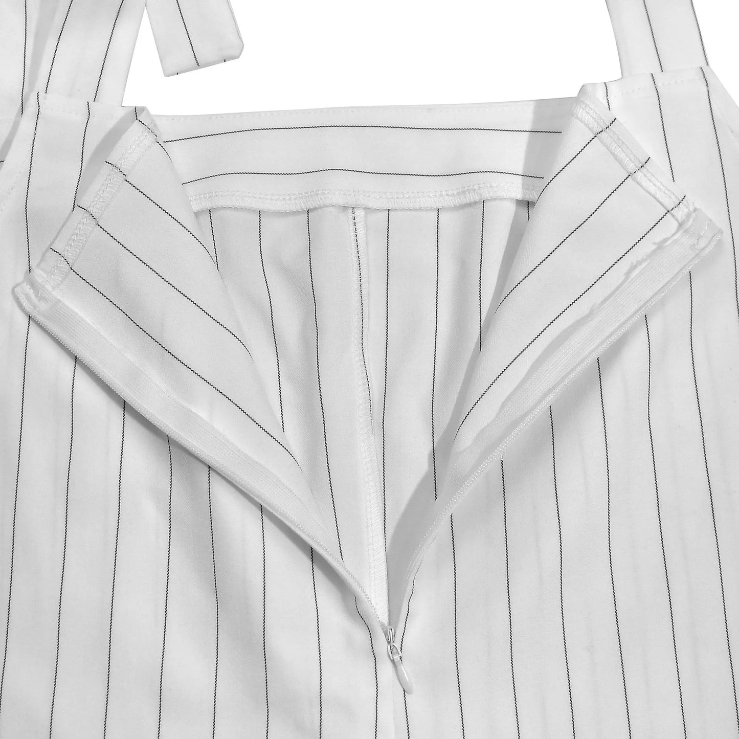Striped tie-shoulder wide-leg jumpsuit from Trendsi featuring a stylish design and comfortable fit, shown on a model.