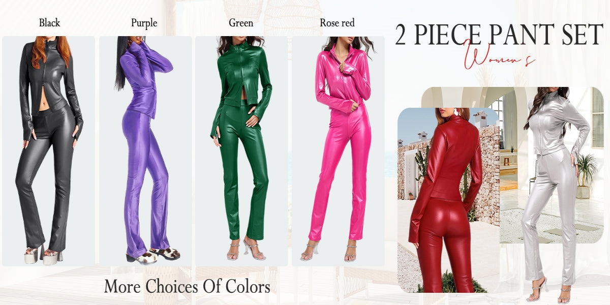 Sexy Zip Top & Flared Pants Sweatsuit Winter Matching Set