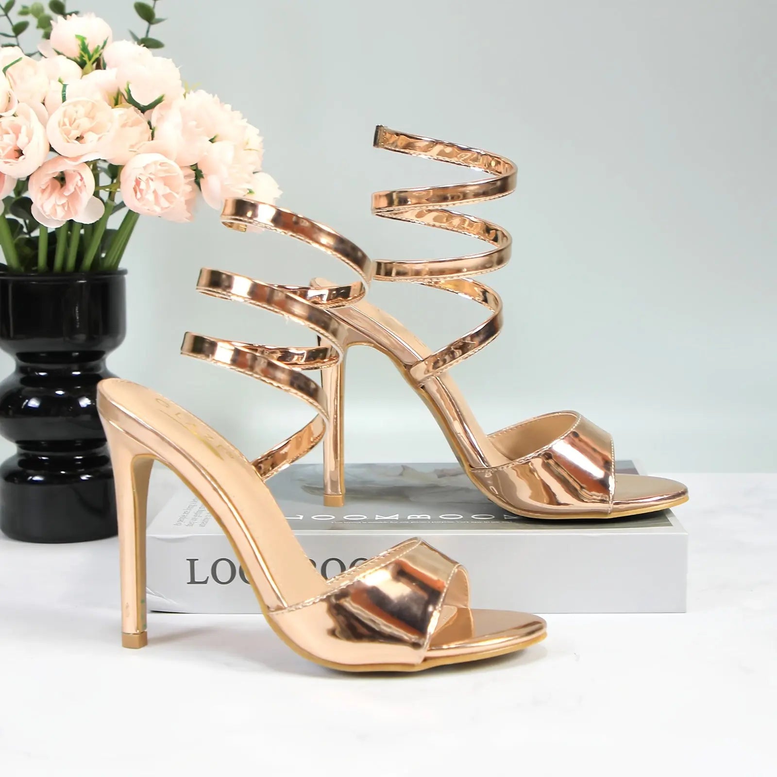 Spiral Wrap Up Strappy Sandals Toshe Women's Fashions