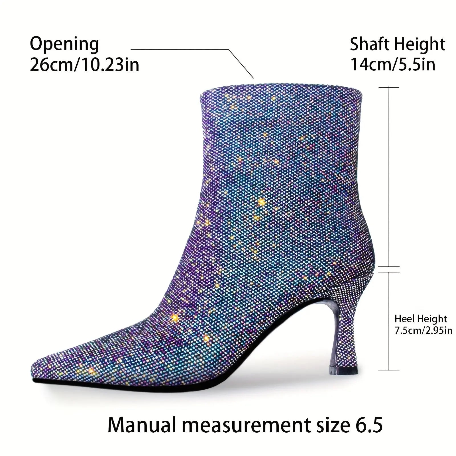 Blue Glitter Zipper Ankle Boots Toshe Women's Fashions