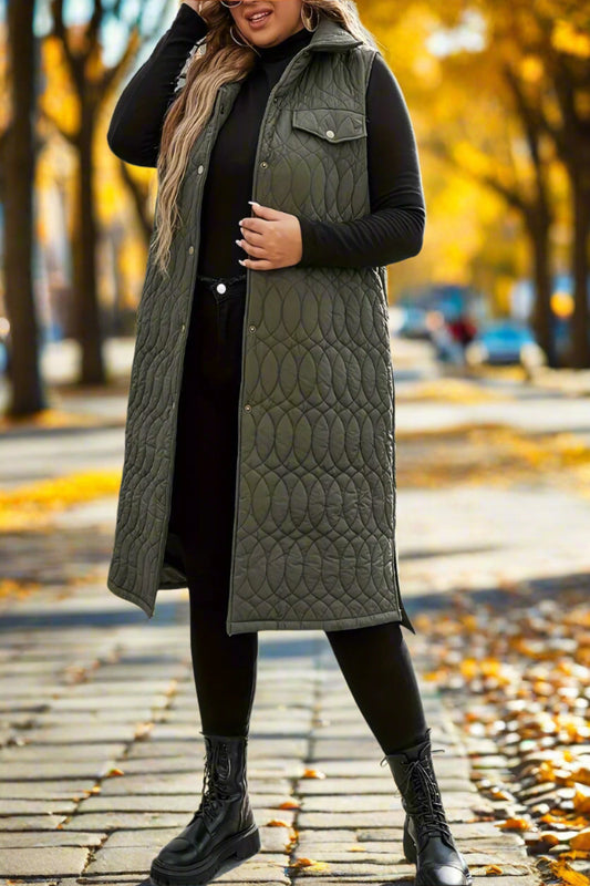 Quilted Army Green Sleeveless Vest
