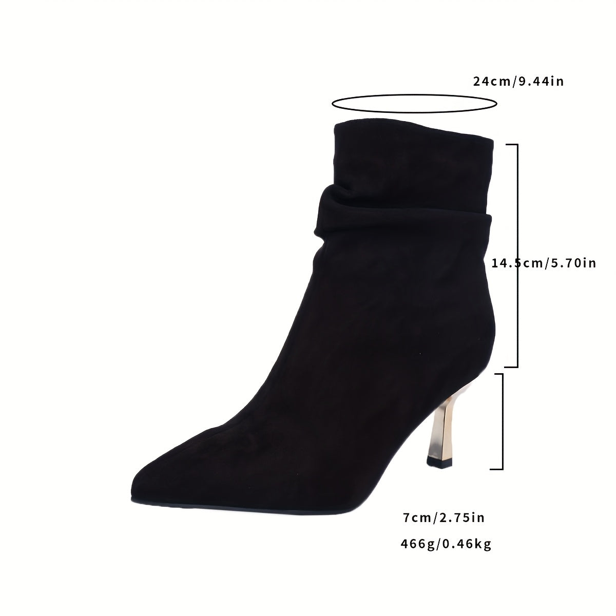 Faux Suede Stiletto Gold Heel Ankle Boots