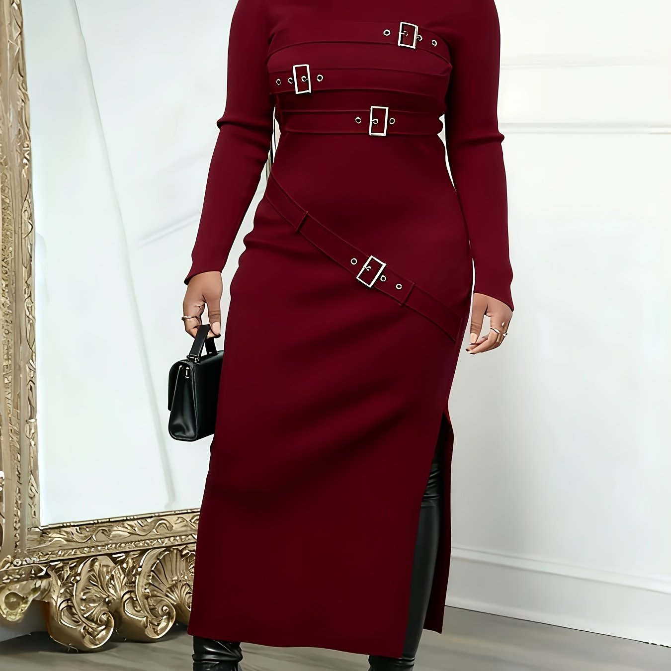 Women’s Turtleneck Bodycon Midi Dress