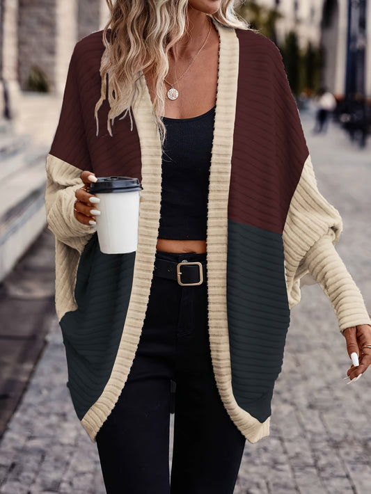 Color-Block Bat Wing Cardigan