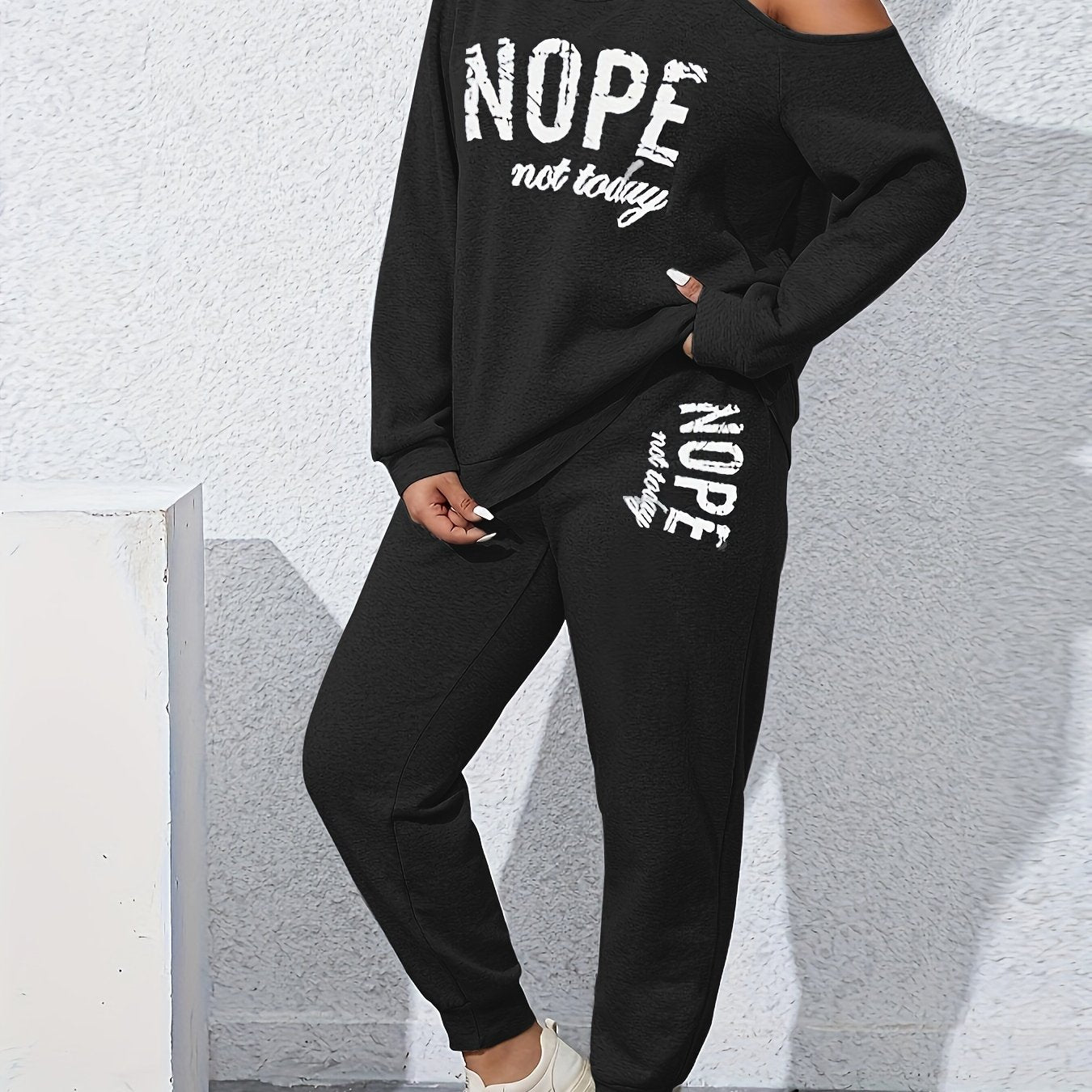'Nope, Not Today' Open Shoulder Lounge Set