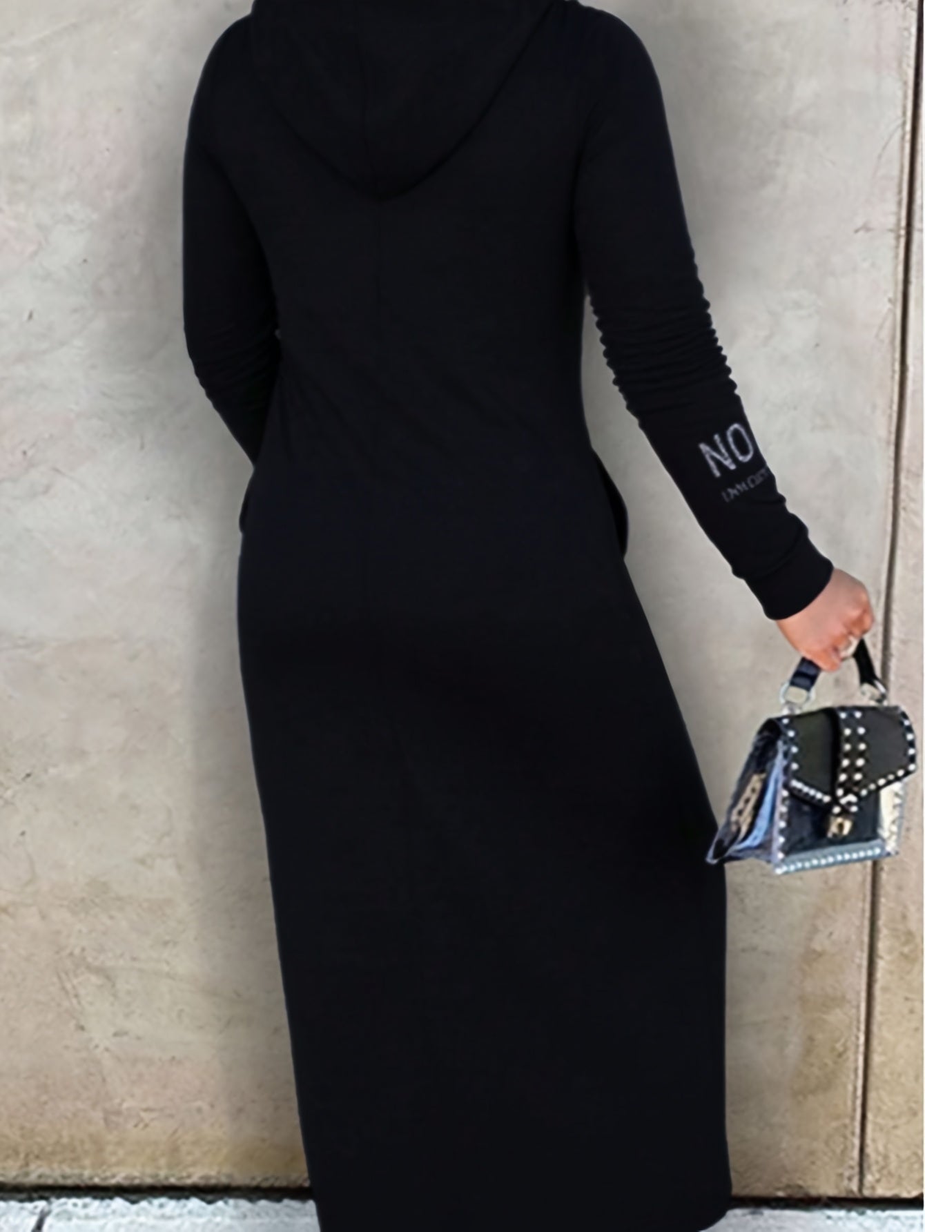 Oversized Hooded 'Nope, Not Today' Maxi Dress