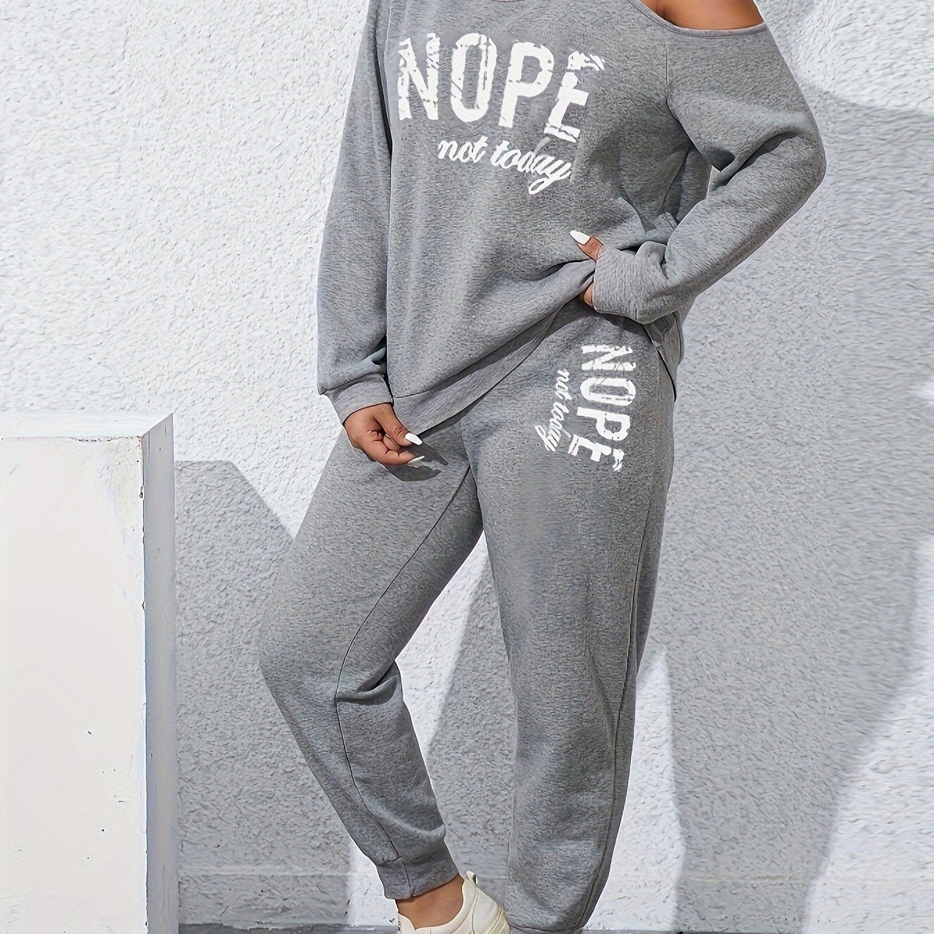 'Nope, Not Today' Open Shoulder Lounge Set