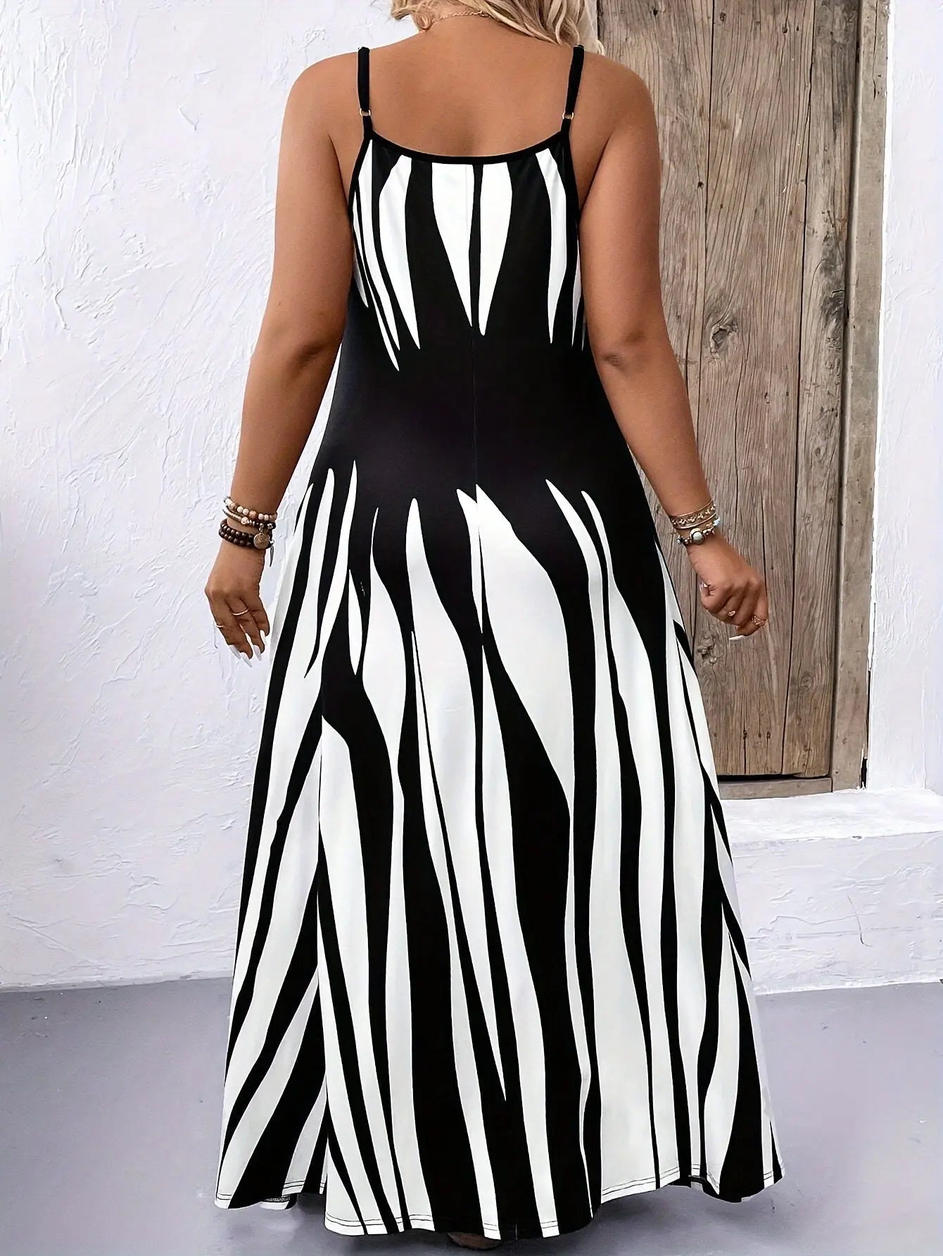 Wave Print Camisole Dress Toshe Women's Fashions