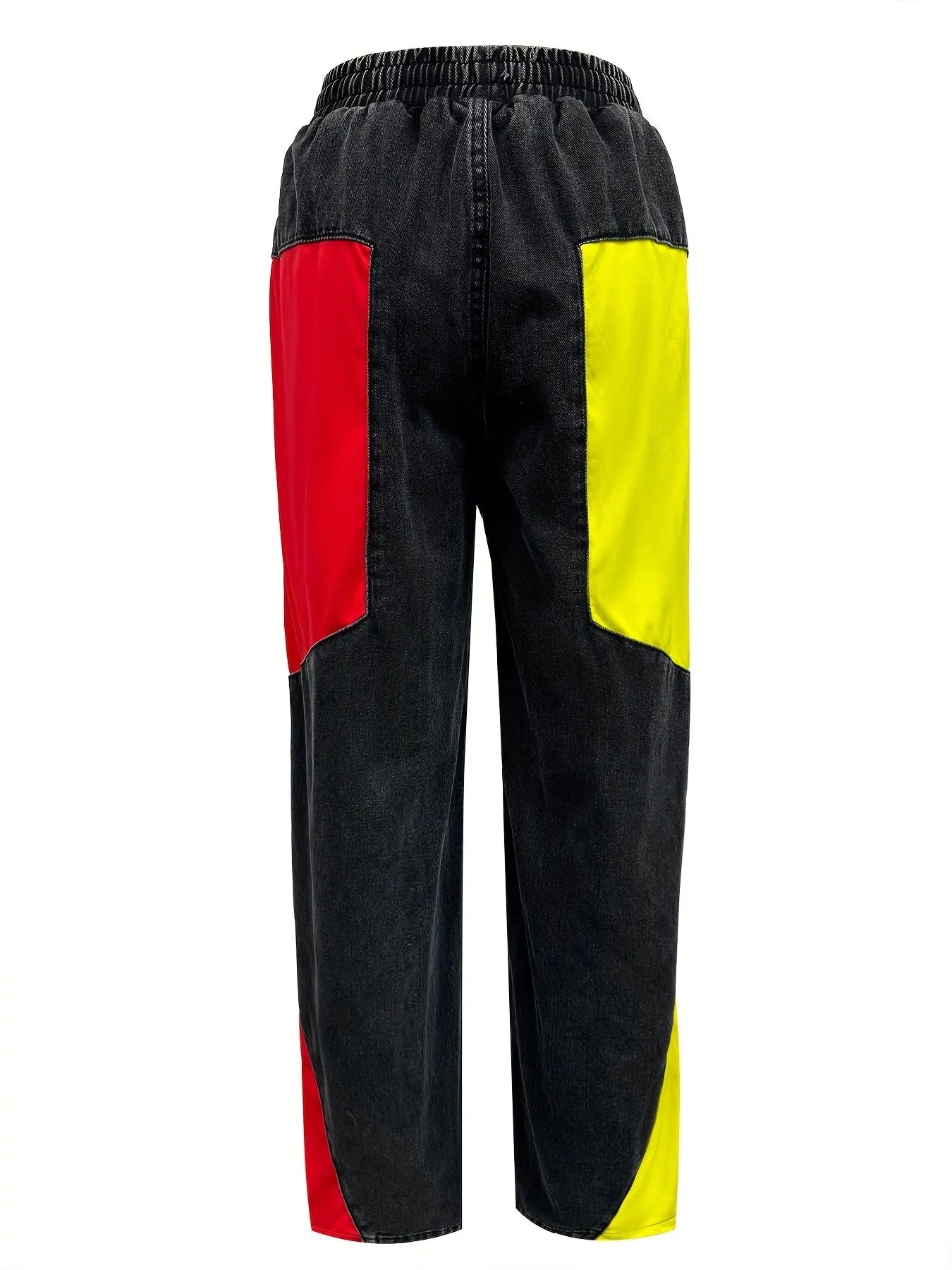 Color-block Drawstring Wide Leg Jeans Toshe Women's Fashions