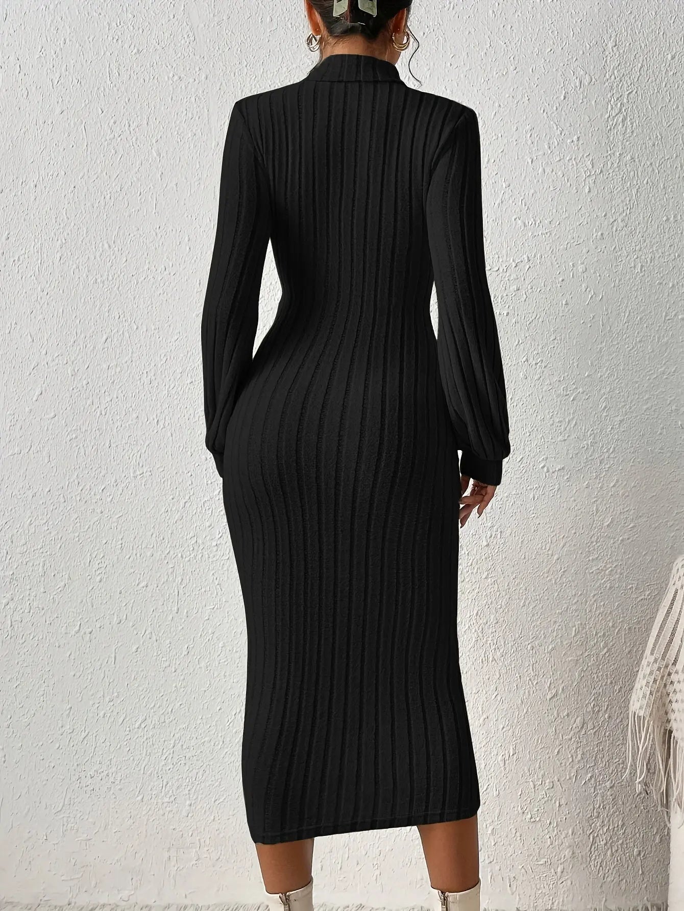 Elegant Long-Sleeve Turtleneck Bodycon Dress Temu