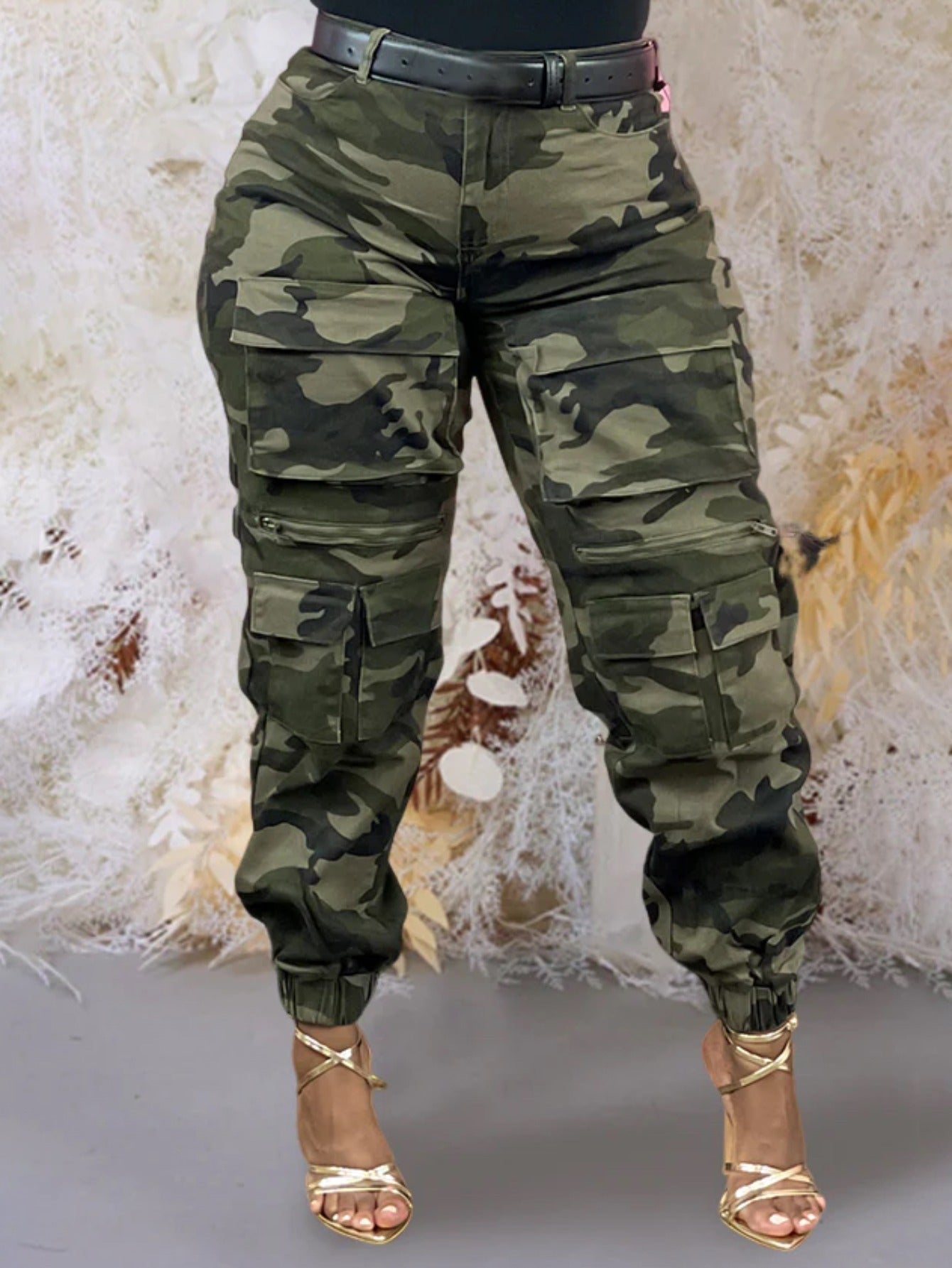Army Green Cropped Utility Jacket & Tapered Jogger Pants Set