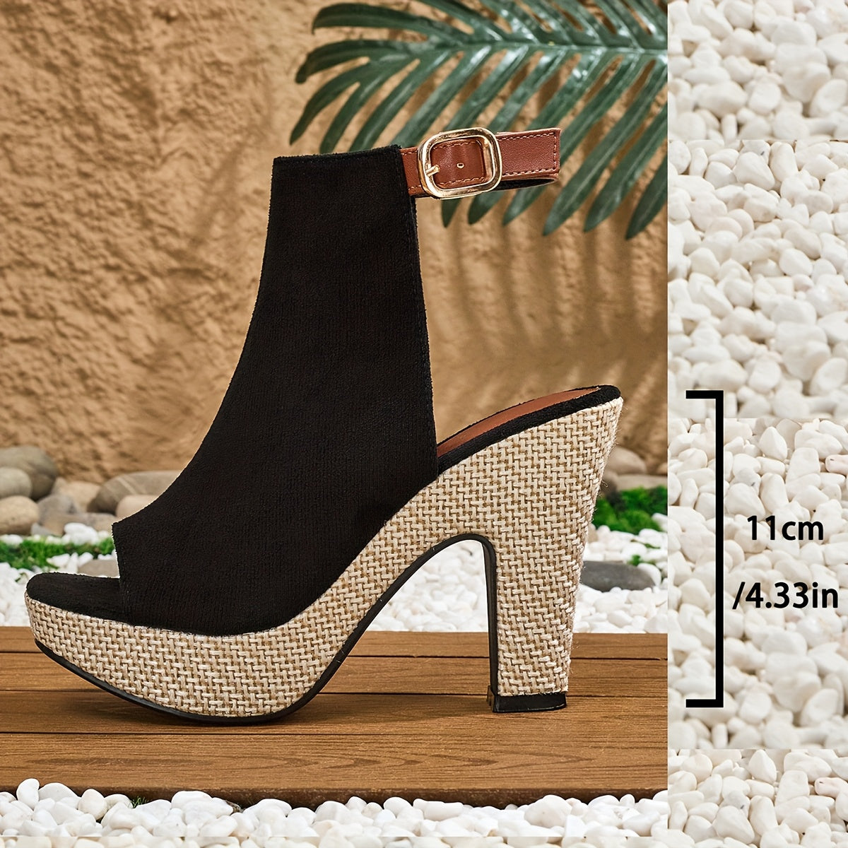 Boho High Heel Sandals – Square Toe, Buckle Detail, Elegant Party & Casual Shoes for Women
