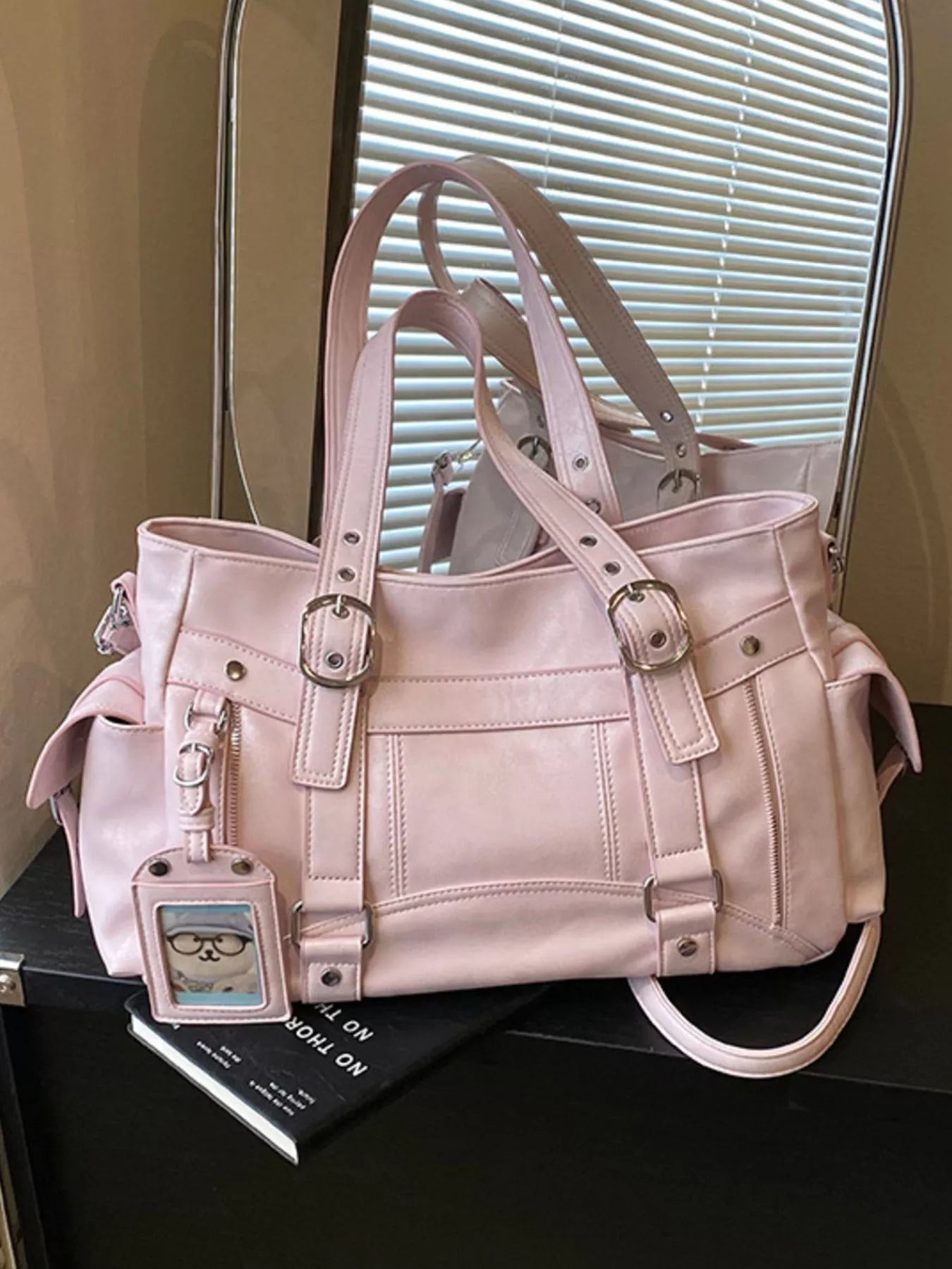 Trendsi buckle decor shoulder handbag featuring a stylish design with buckle accents and a spacious interior.