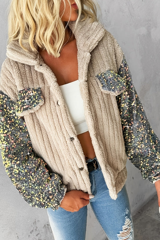 Glam Frost Sequin Fur Jacket – Luxe Warmth, Show-Stopping Style